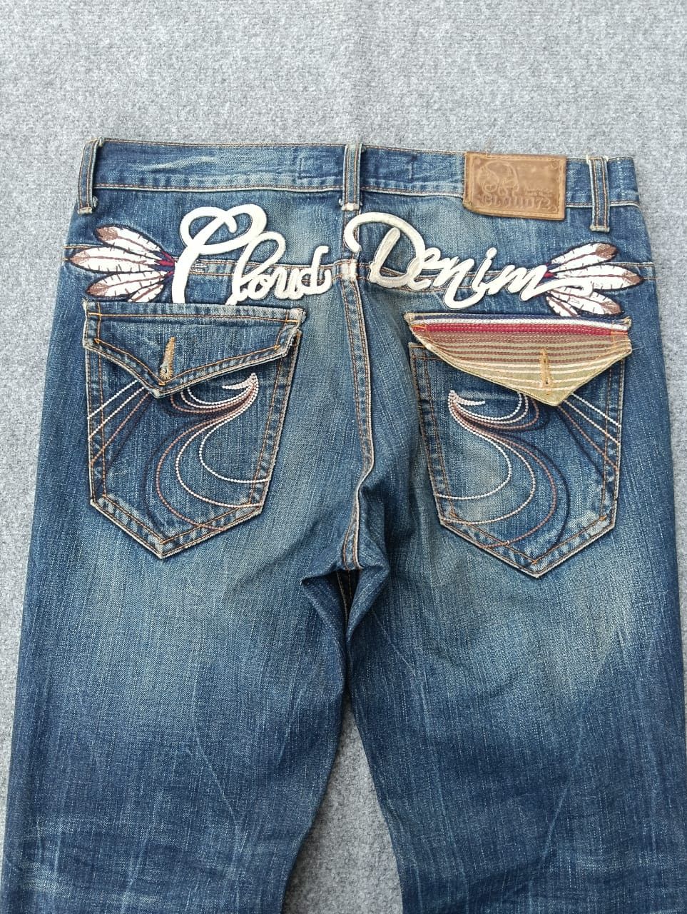 Japanese Brand Cloud72 Denim Y2K Style Embroidered Graphic jeans. Size US 36 / EU 52 - 2 Thumbnail