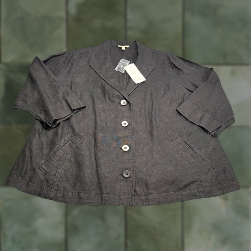 Eileen Fisher VINTAGE Eileen Fisher Blazer Women 2X Plus Size Linen Classic Formal Casual Fall Spring Winter Black Size XXL / US 16-18 / IT 52-54 - 1 Thumbnail