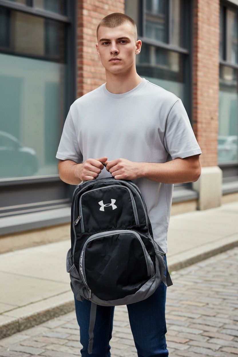 Under Armour Under Armour Hustle Storm Black Backpack Hiking Travel Bag Size ONE SIZE - 2 Thumbnail