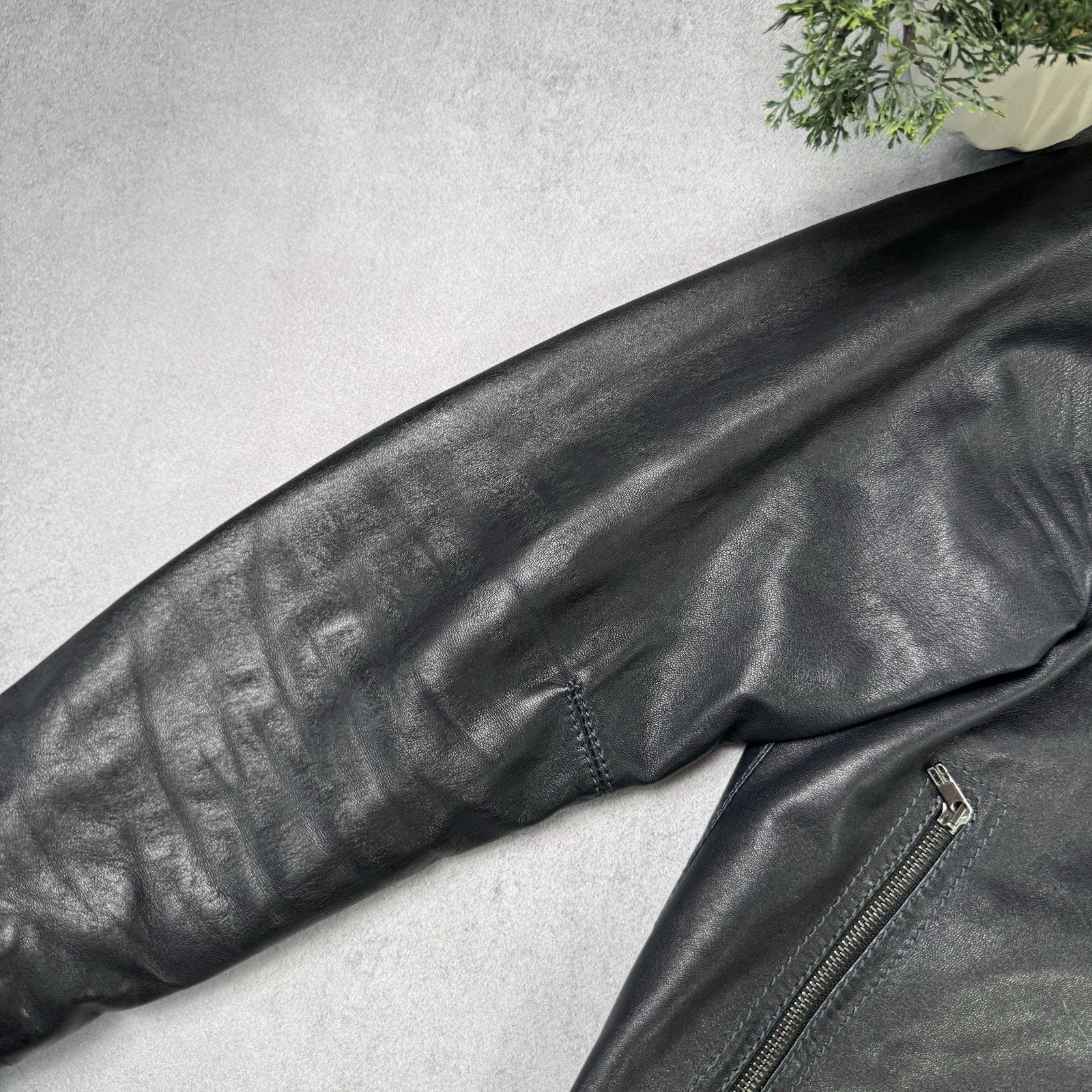 Dirk Bikkembergs Dirk Bikkembergs Men Leather Jacket Size 48 Dark Blue Size US M / EU 48-50 / 2 - 4 Thumbnail