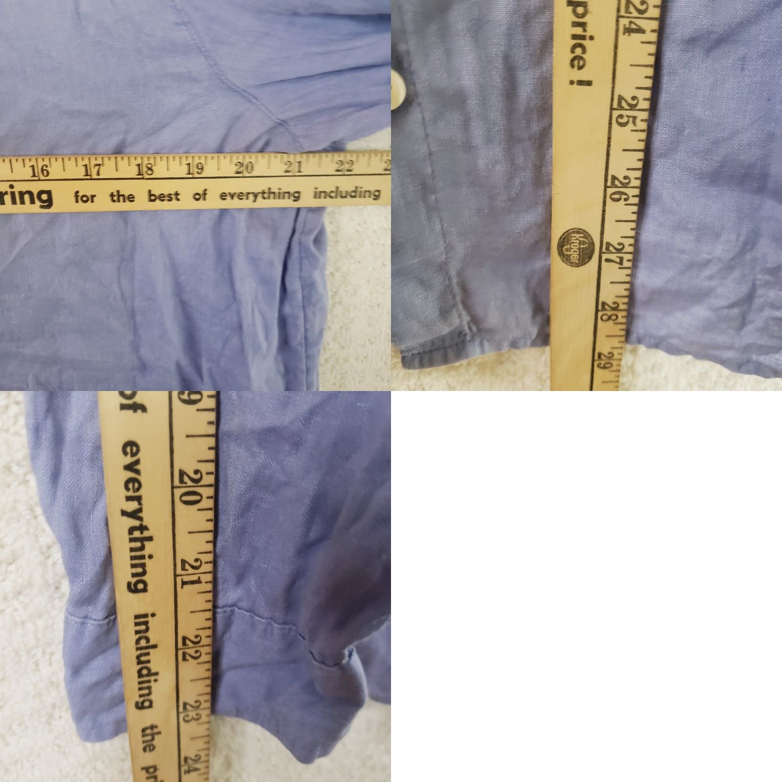 J. Jill J. Jill Linen Love Missy Button Up Collared Long Sleeve 100% Linen Shirt M Blue Womens Shirt Size M / US 6-8 / IT 42-44 - 9 Thumbnail