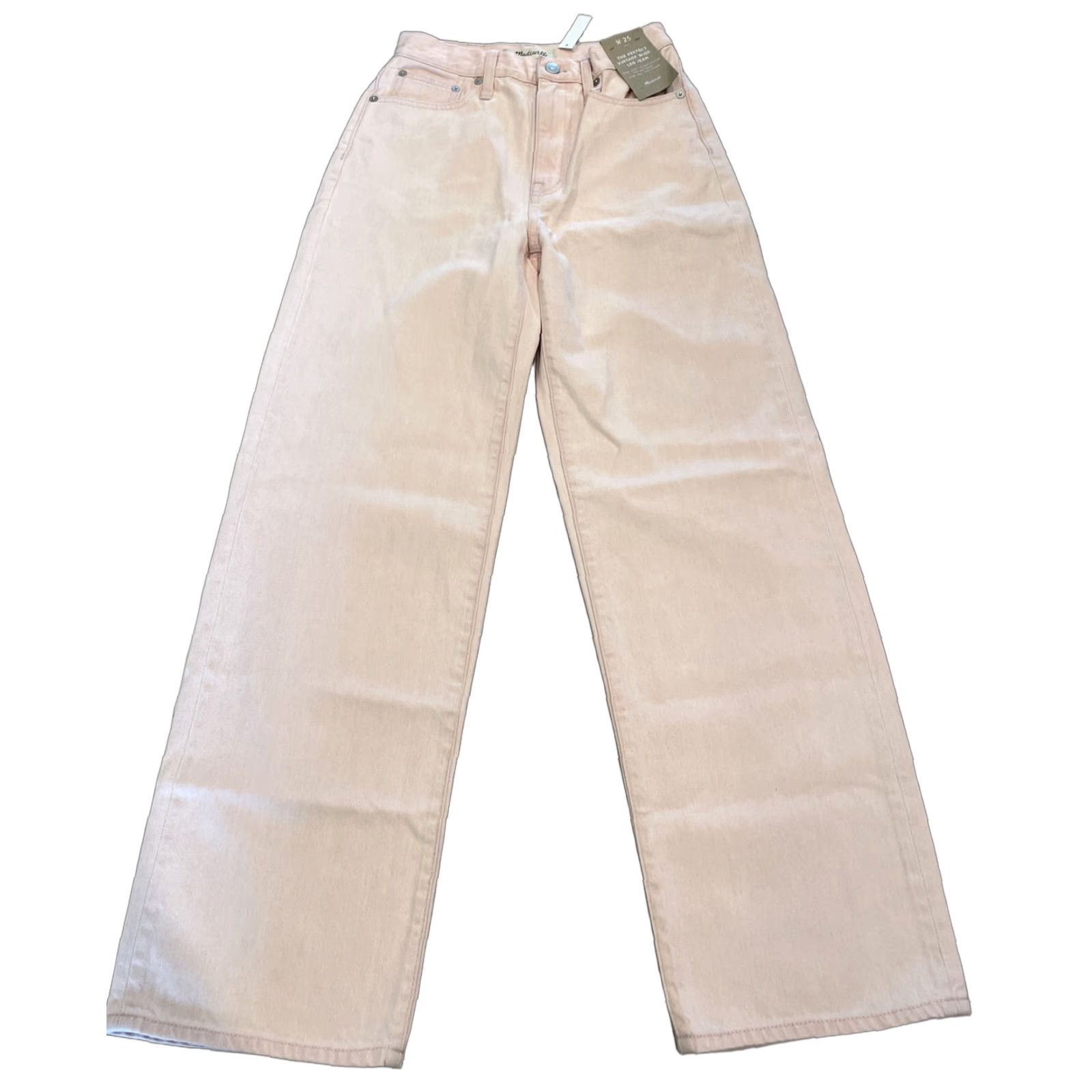 Madewell Wide-Leg Jeans Light Pink Wash Women Size 25 High Rise Bohemian NWT