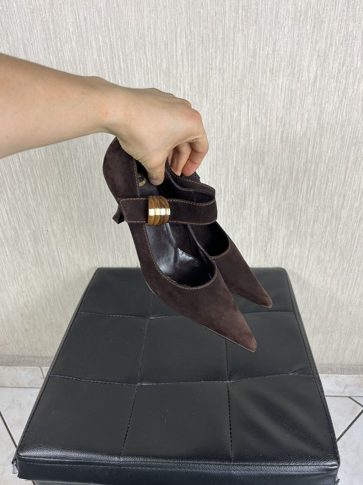 Escada Vintage Escada suede velvet pumps heels shoes avant garde Size US 9.5 / IT 39.5 - 25 Thumbnail