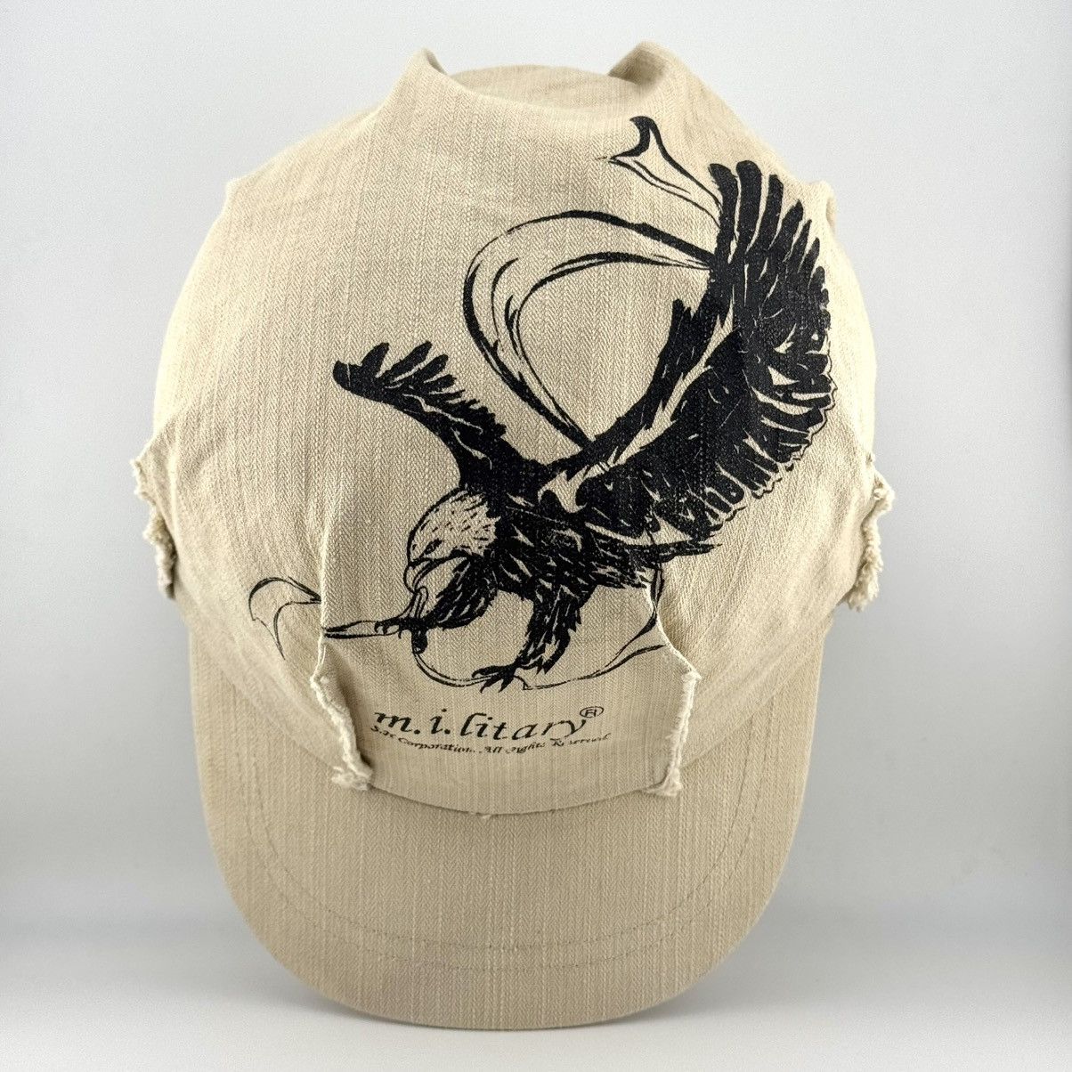 Japanese Brand Distressed Raw Deconstructed m.i.litary Eagle Graphic Cap Size ONE SIZE - 1 Thumbnail