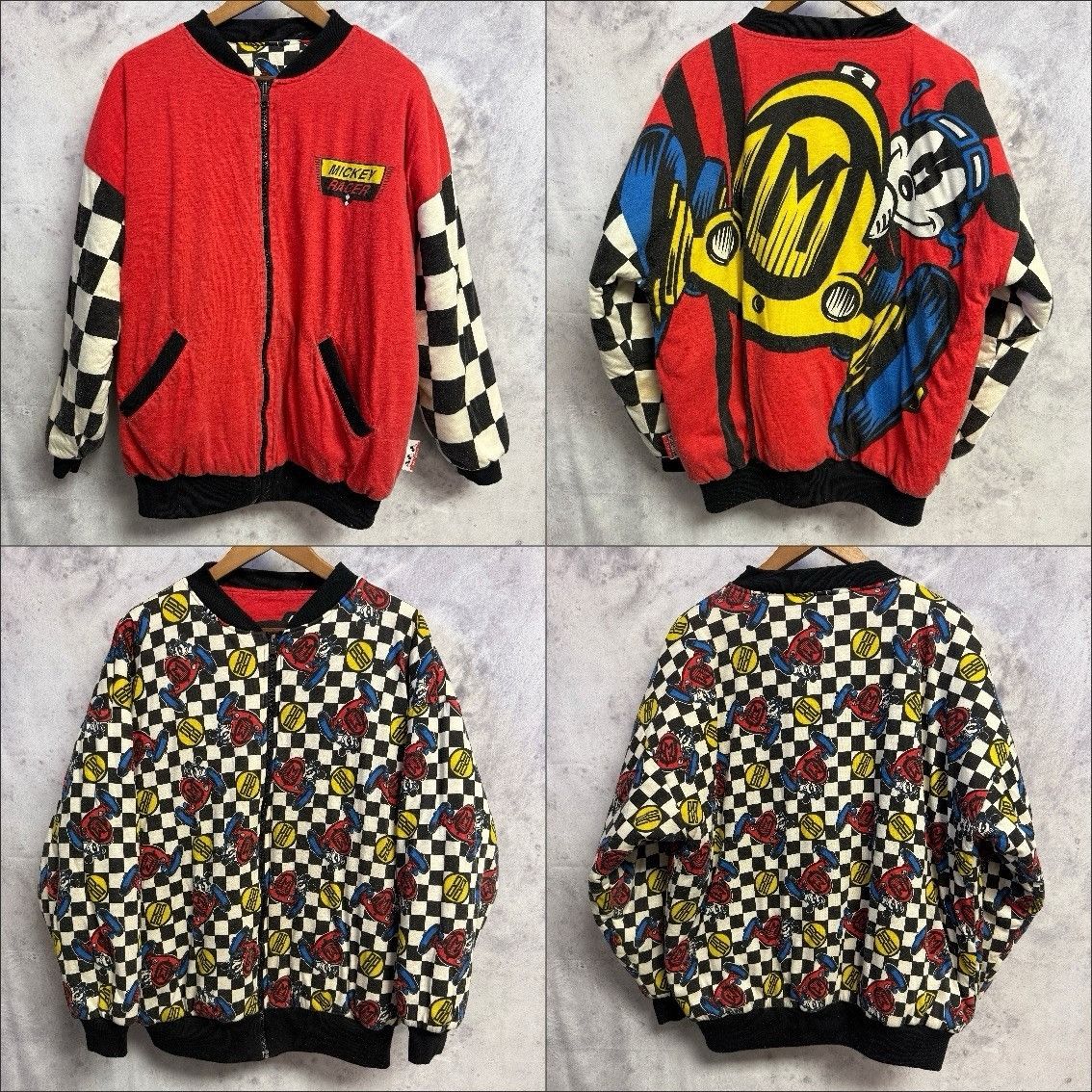 Disney Vintage Mickey Mouse Racer Jacket Mens Large AOP Disney Bomb Size US L / EU 52-54 / 3 - 1 Thumbnail