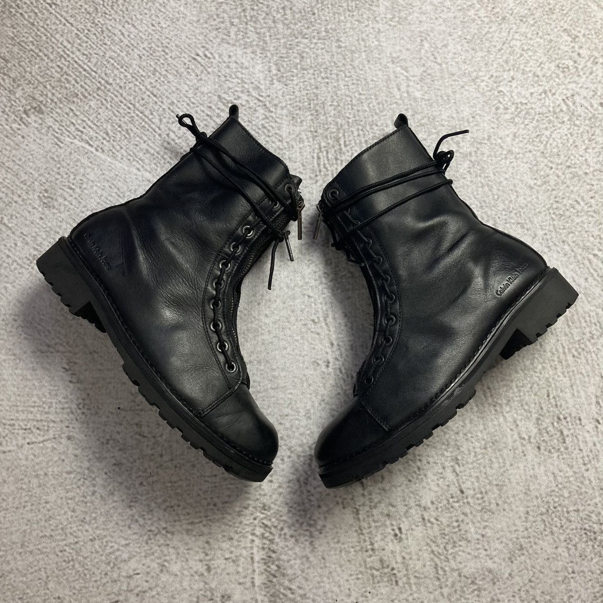 Calvin Klein 🚀NEED GONE🚀 CALVIN KLEIN Leather Front Zipper Boots Archive Size US 7 / EU 40 - 2 Thumbnail