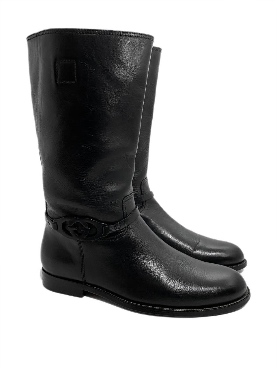 Gucci Gucci GG Logo Black Leather Calfskin Riding High Boots Size US 9.5 / EU 42-43 - 1 Thumbnail