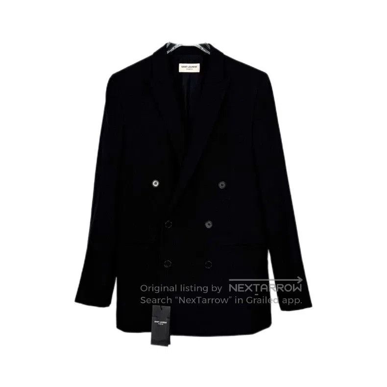 Saint Laurent Paris SLP Black Wool Double-Breasted Blazer. Size US M / EU 48-50 / 2 - 1 Thumbnail