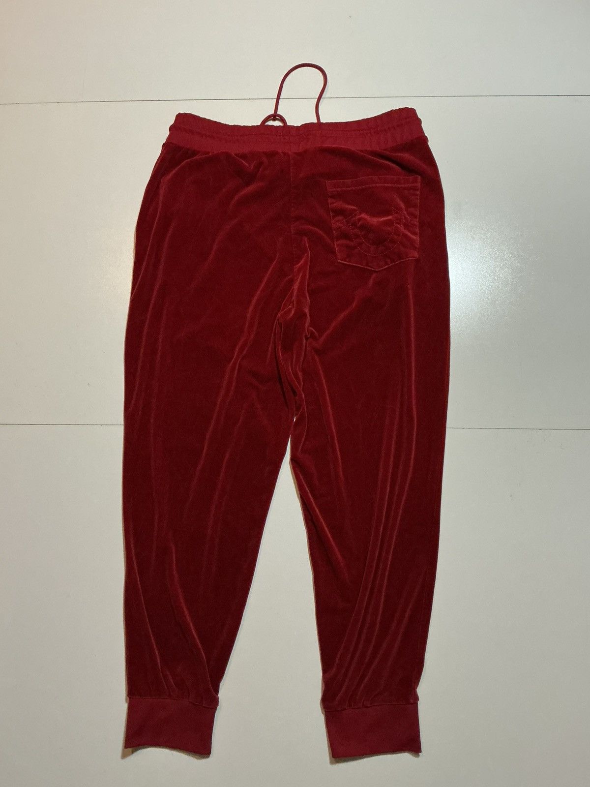 True Religion True Religion Red Dahlia Horseshoe Velour Jogger Track Pants Size US 38 / EU 54 - 2 Thumbnail