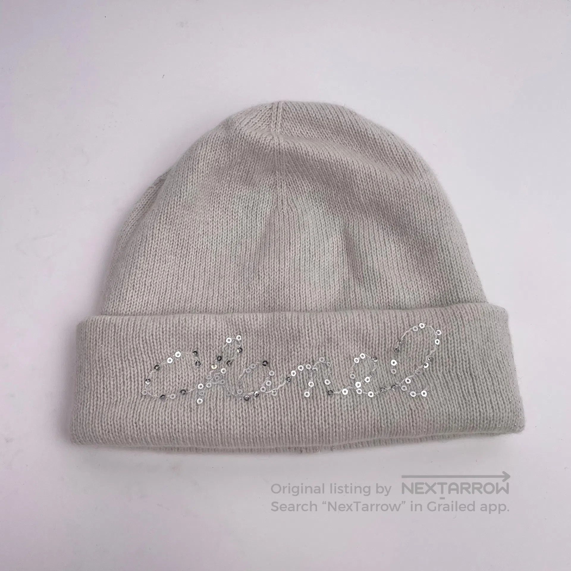 Chanel Chanel White Sequin Embroidered Letter Cold Hat| Size ONE SIZE - 2 Thumbnail