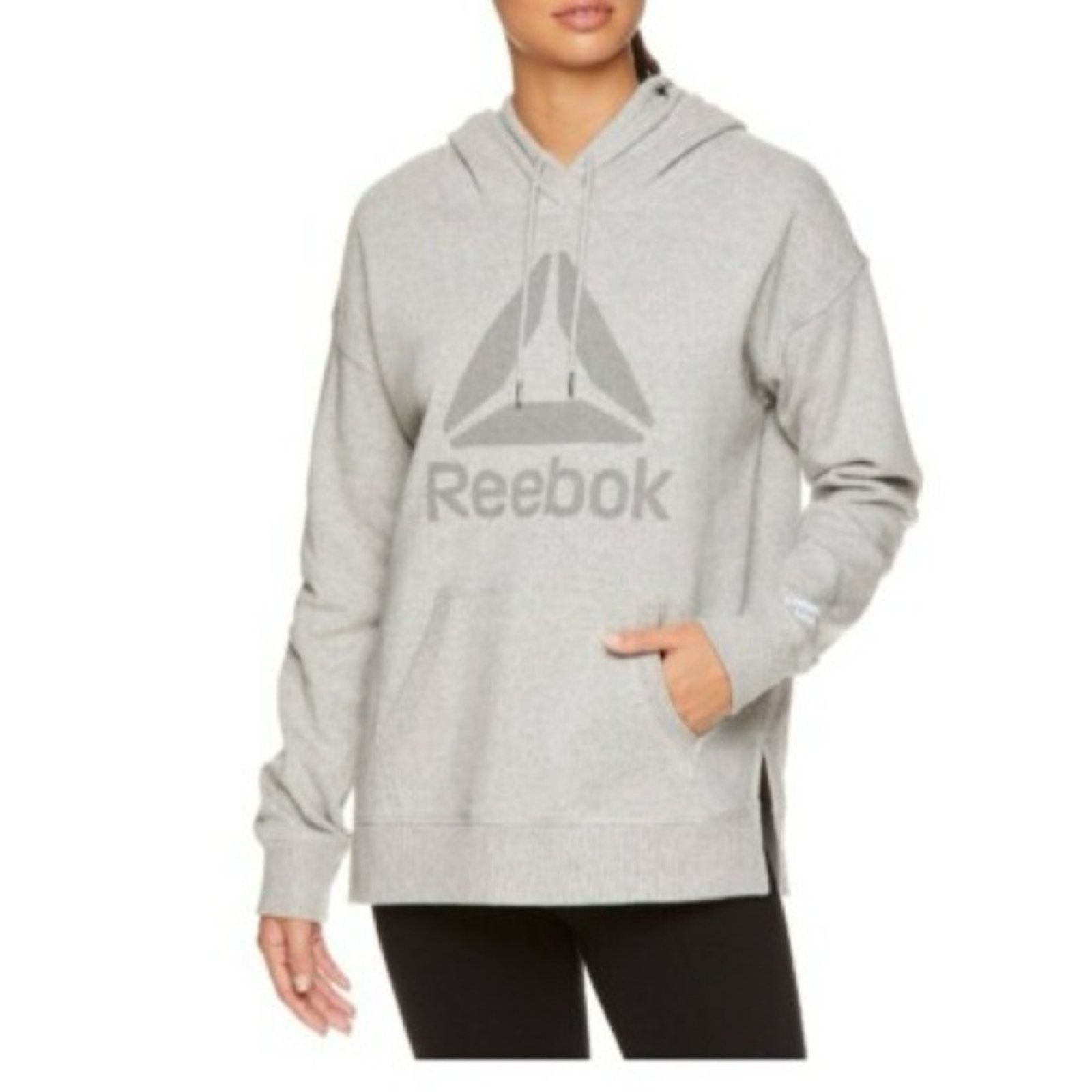 Reebok Reebok Ladies Grey Heather Graphic Hoodie LARGE (With Tags) Size L / US 10 / IT 46 - 1 Thumbnail