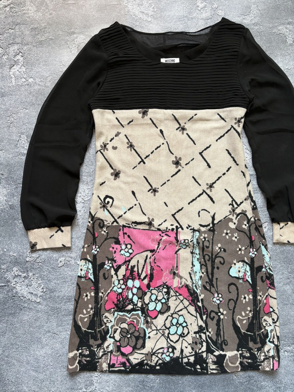 Moschino Vintage Moschino Cheap And Chic Y2K Floral Print Wool Dress Size L / US 10 / IT 46 - 3 Thumbnail