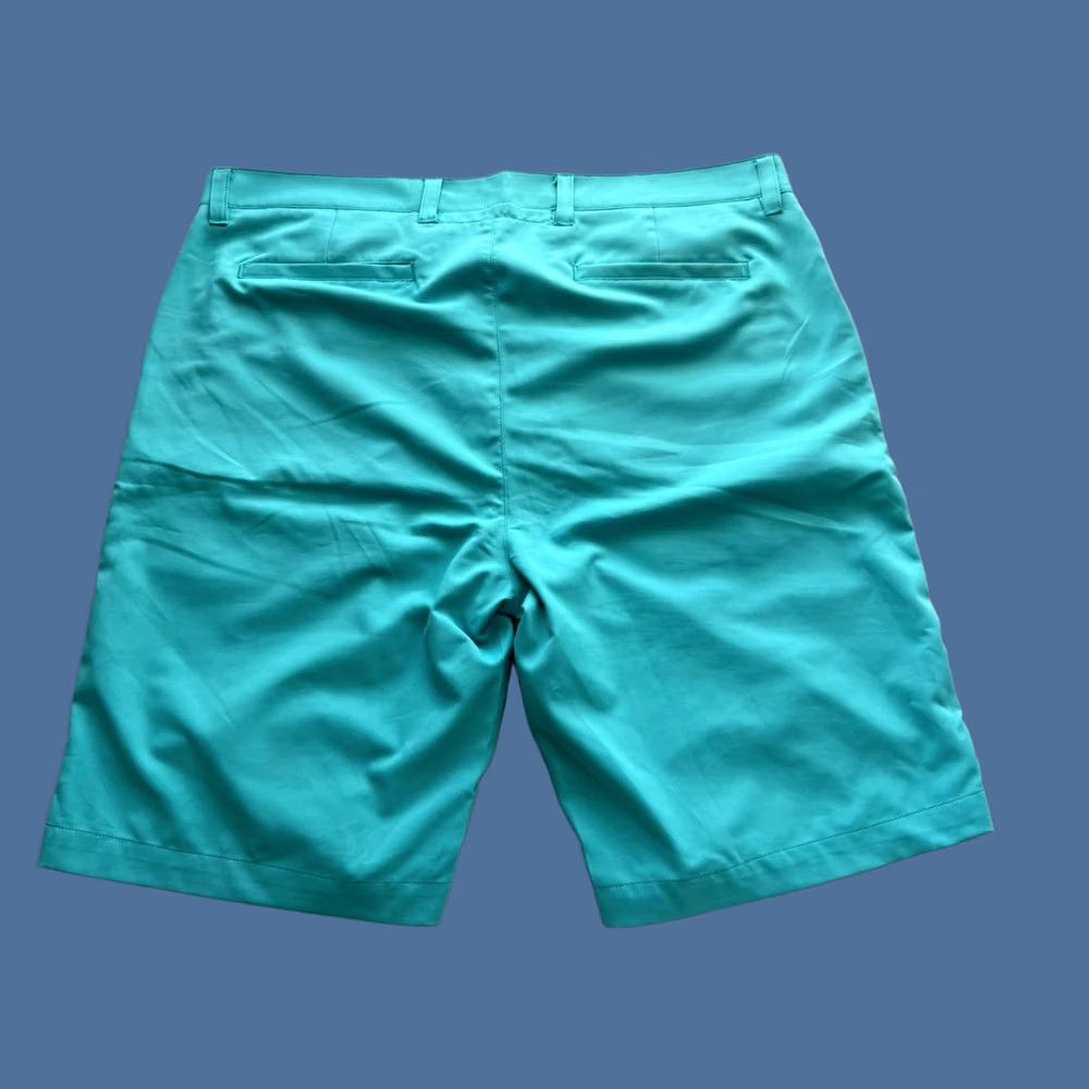 Vintage Matte Grey Turquoise Golf Shorts Men’s 38 Polyester Chino Flat Front Pockets Regular Rise Mid Rise Outdoor Casual Slim Fit Size US 38 / EU 54 - 1 Thumbnail