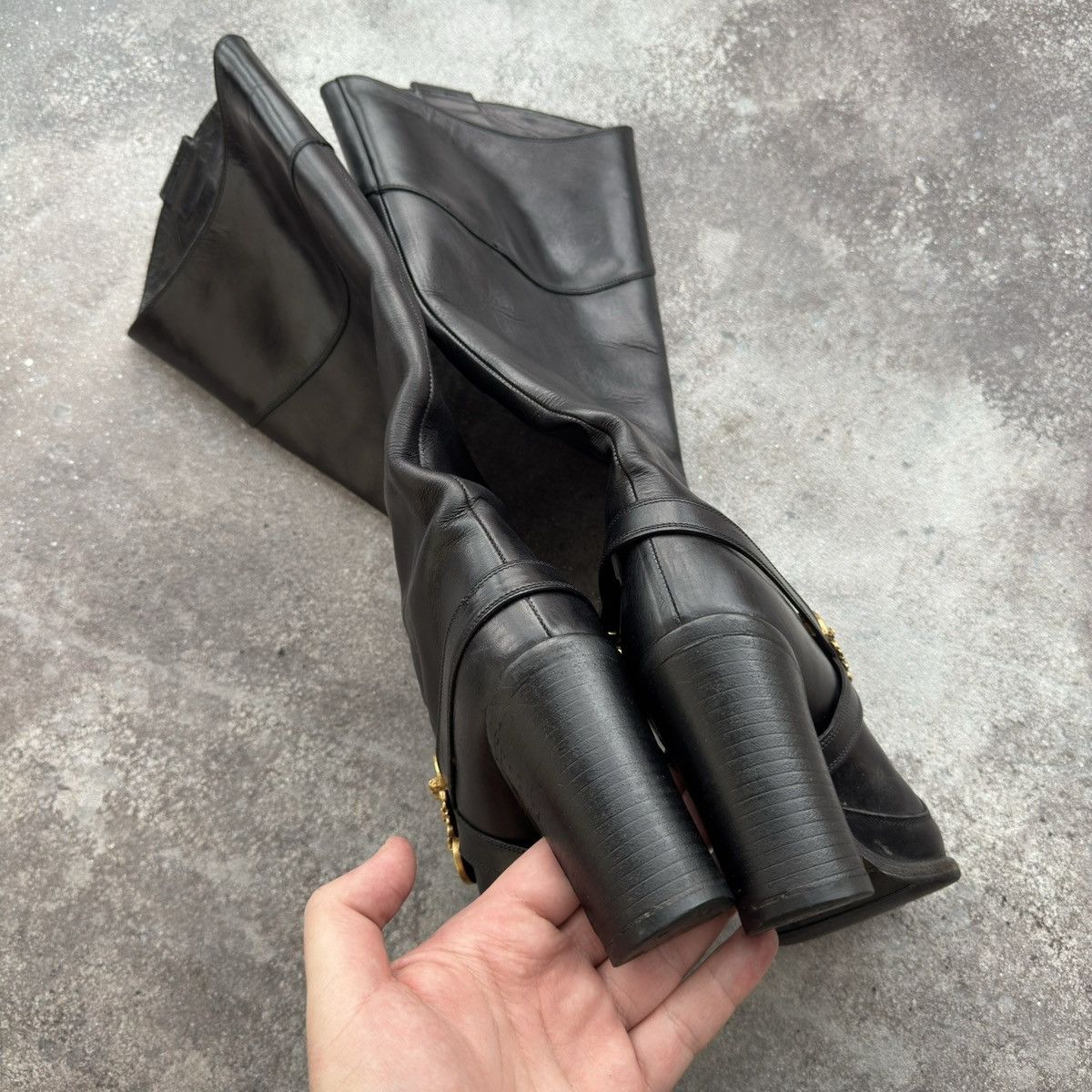 Dolce & Gabbana Dolce & Gabbana Black Leather Heels Boots Size US 6 / IT 36 - 18 Thumbnail