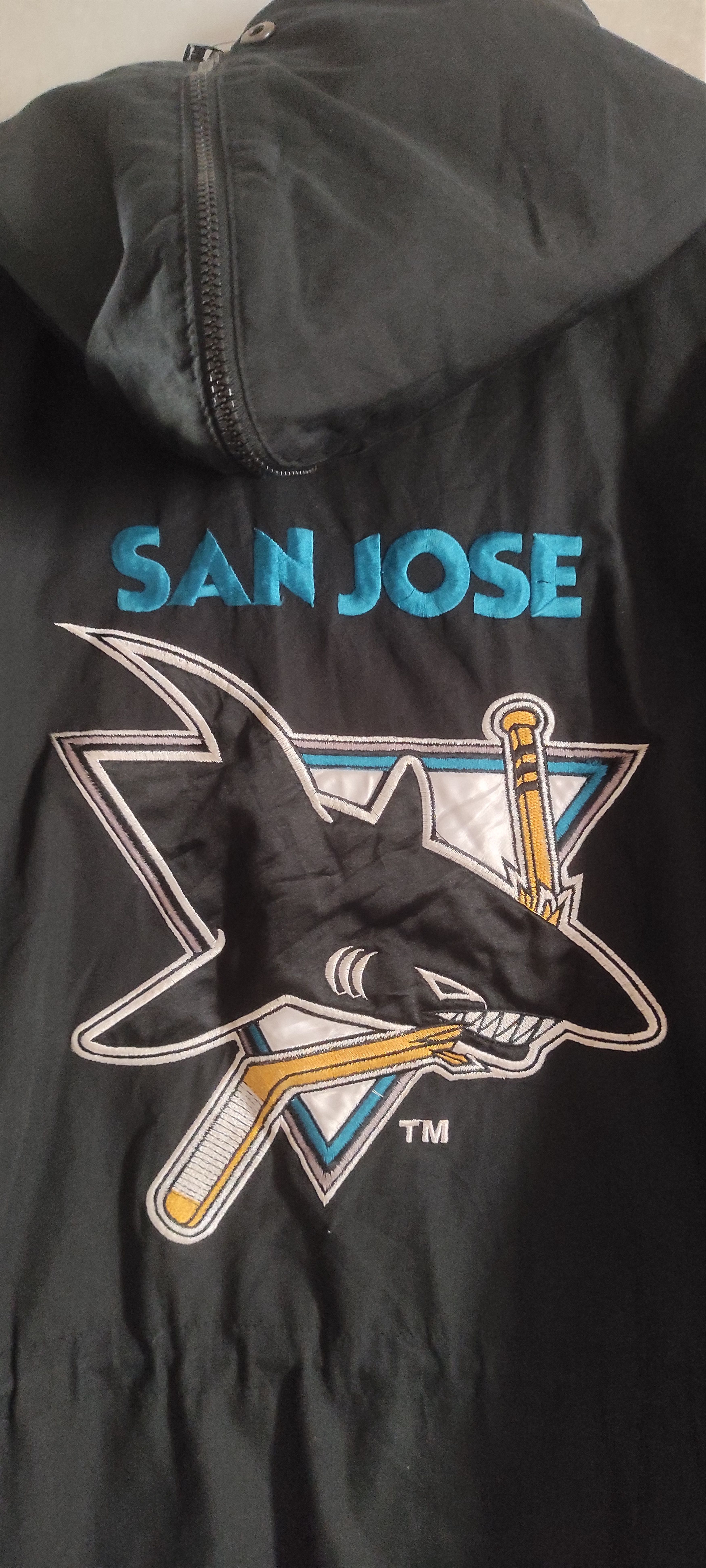 NHL × Vintage Vtg San Jose Sharks Hooded Bomber Parka Hockey Jacket Size US XL / EU 56 / 4 - 9 Thumbnail