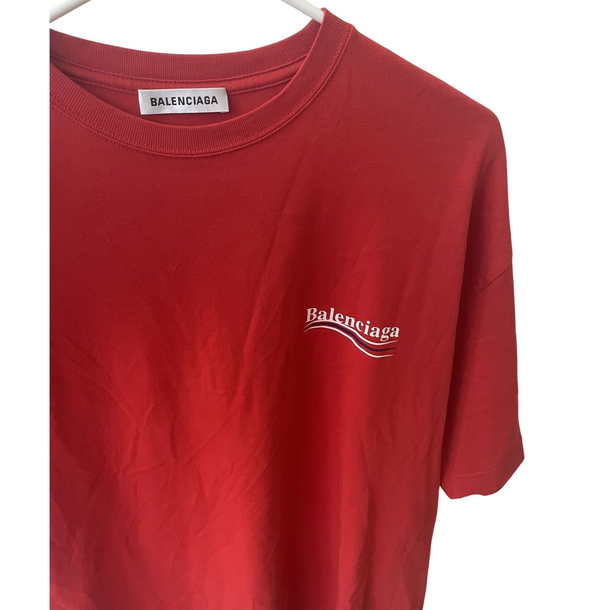 Balenciaga Balenciaga Red Logo T-Shirt XS Cotton Crewneck Short Sleeve Size XS / US 0-2 / IT 36-38 - 3 Thumbnail