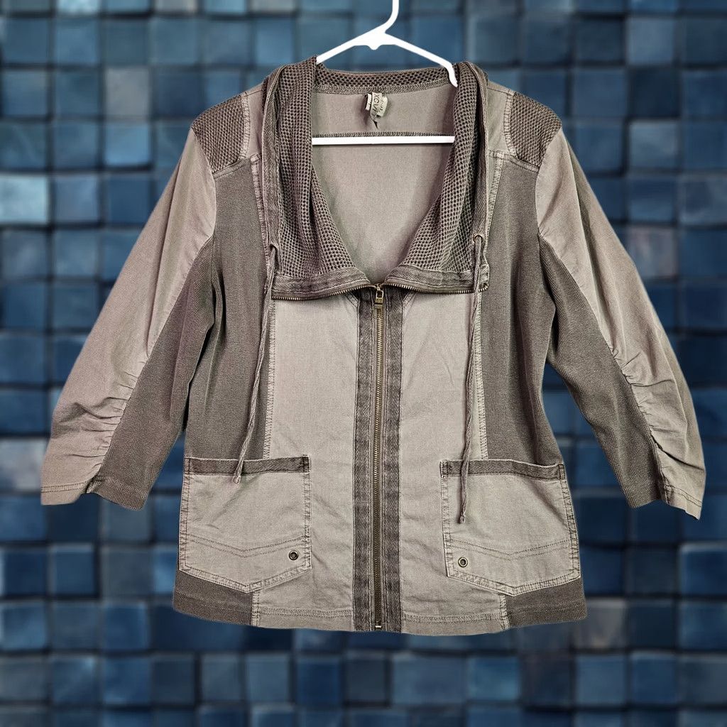 Vintage XCVI Women Jacket M Brown Zip Front Stretch Lightweight Casual Size M / US 6-8 / IT 42-44 - 1 Thumbnail