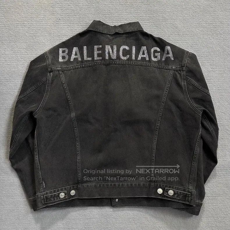 Balenciaga Balenciaga Rhinestone Logo Denim Jacket. Size US XS / EU 42 / 0 - 1 Thumbnail