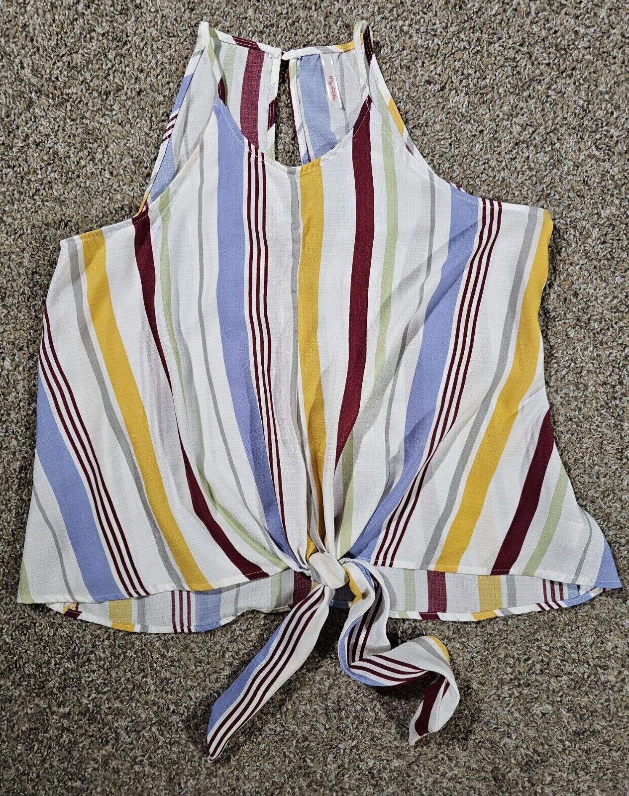 Designer My Story Blouse Top Size M Striped Tie Stretch NWT Lillian's Size M / US 6-8 / IT 42-44 - 1 Thumbnail
