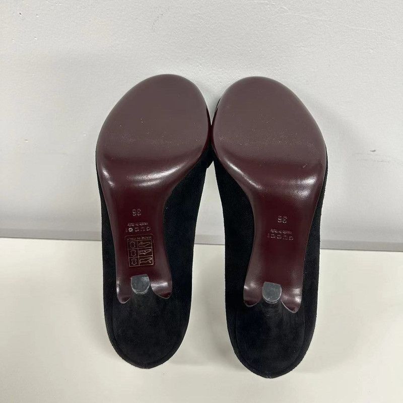 Gucci Gucci Black Suede Peep-Toe Heels with Bow- Size US 8 / IT 38 - 4 Thumbnail