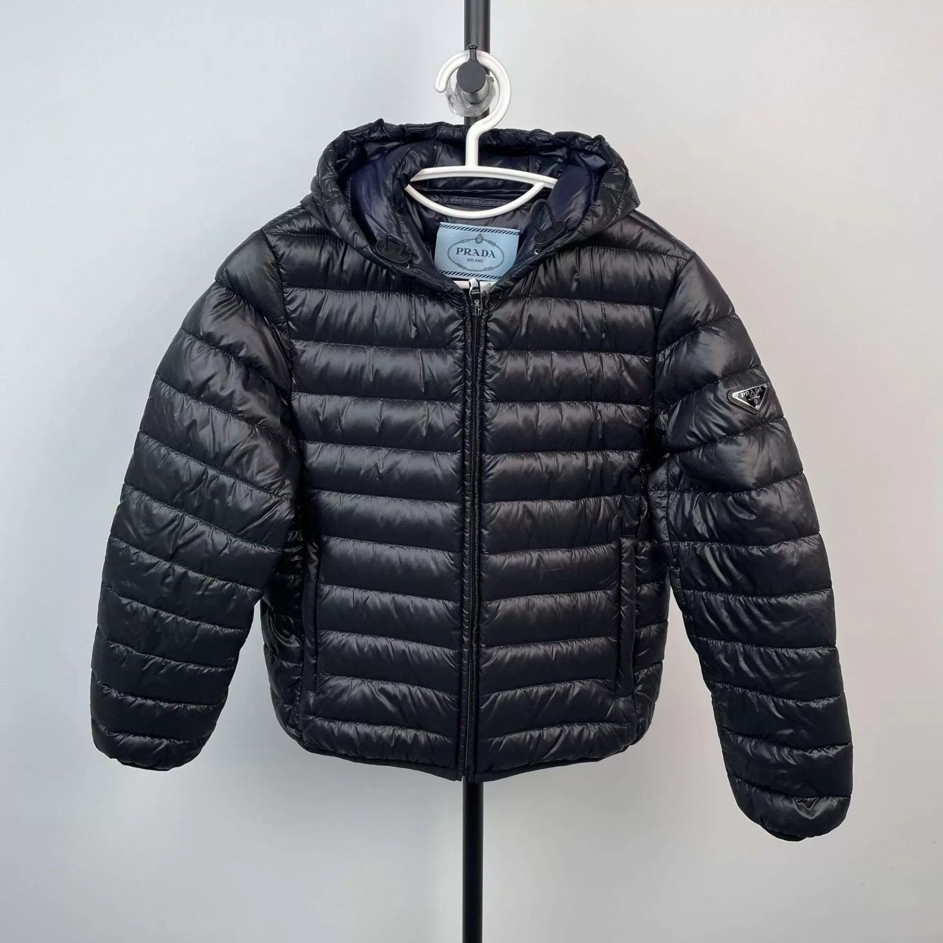 Prada Prada women's blue black colorblock hooded down coat 38 Size XS / US 0-2 / IT 36-38 - 1 Thumbnail