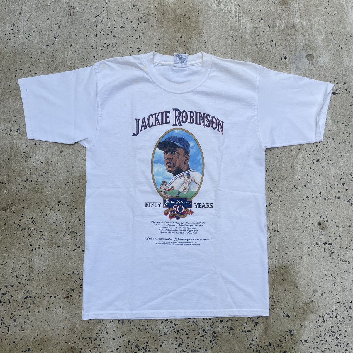 Gildan Vintage 1997 JACKIE ROBINSON 50th Anniversary STAMP Shirt Size US L / EU 52-54 / 3 - 1 Thumbnail