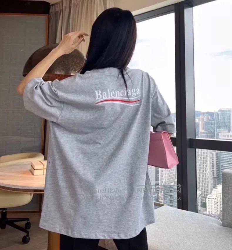 Balenciaga Balenciaga Gray Logo Letter Embroidered Cotton Crew Neck S Size US S / EU 44-46 / 1 - 8 Thumbnail
