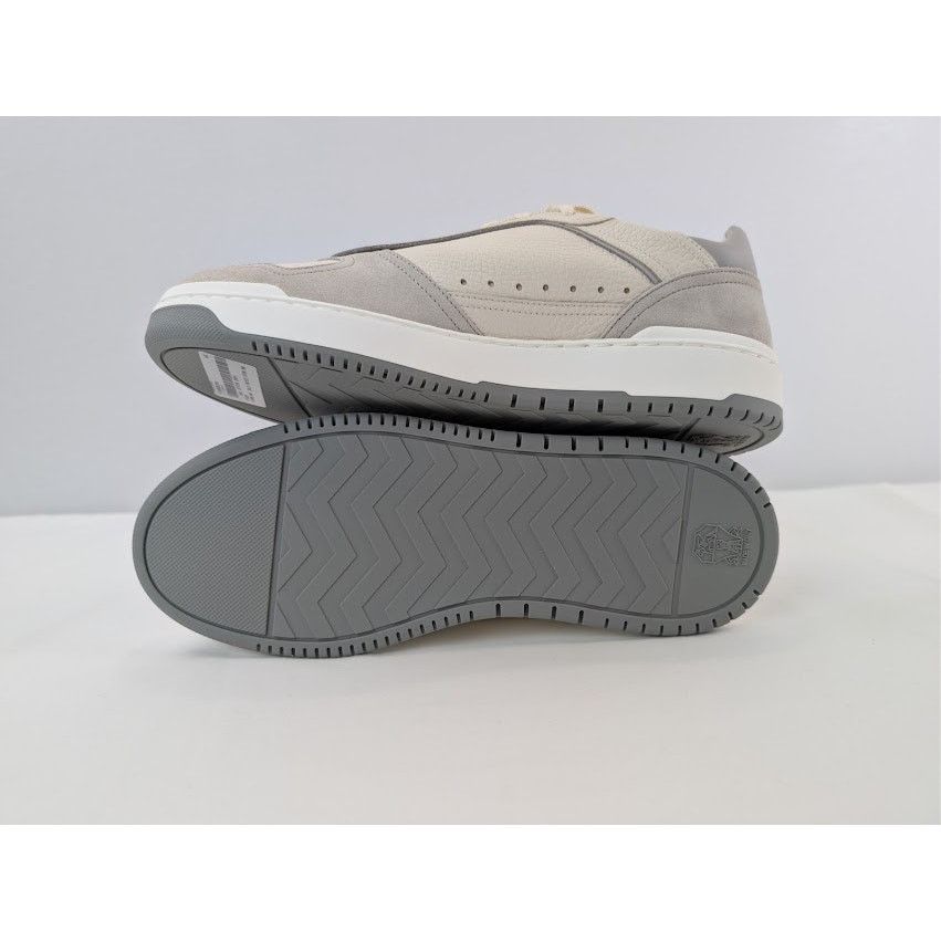 Brunello Cucinelli o1rshd1 Leather Low-Top Sneakers in White / Grey / Cream Size US 9 / EU 42 - 14 Thumbnail