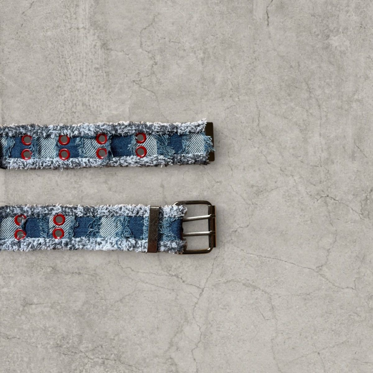 Japanese Brand Vintage style retro belt, denim navy/blue stripe. One size Size ONE SIZE - 2 Thumbnail