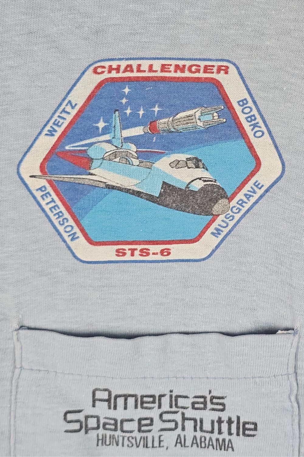Hanes 1983 NASA Challenger STS-6 L/S Pocket Tee - Hanes Beefy Size US M / EU 48-50 / 2 - 10 Thumbnail