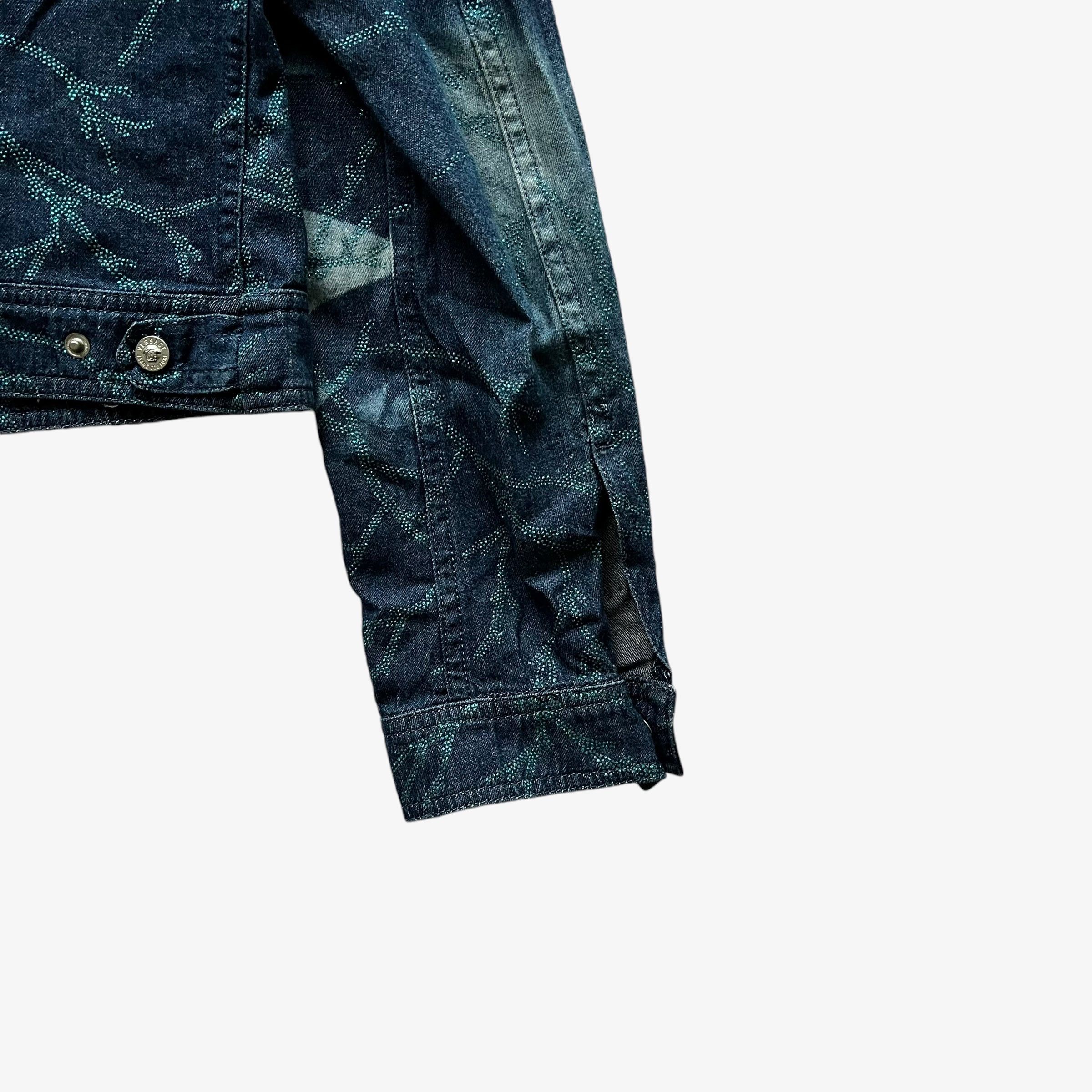 Versace Vintage 90s Women's Versace Sequin Tree Branch Denim Jacket Size S / US 4 / IT 40 - 8 Thumbnail