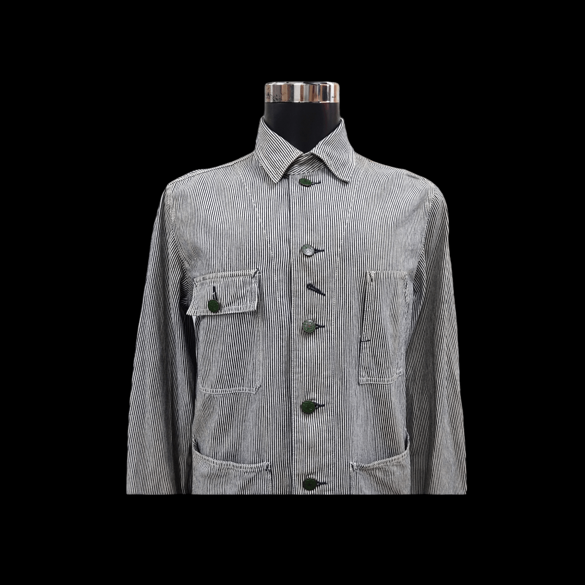 Oshkosh Vintage OSHKOSH Hickory Stripe Denim Chore Jacket Size US L / EU 52-54 / 3 - 2 Thumbnail