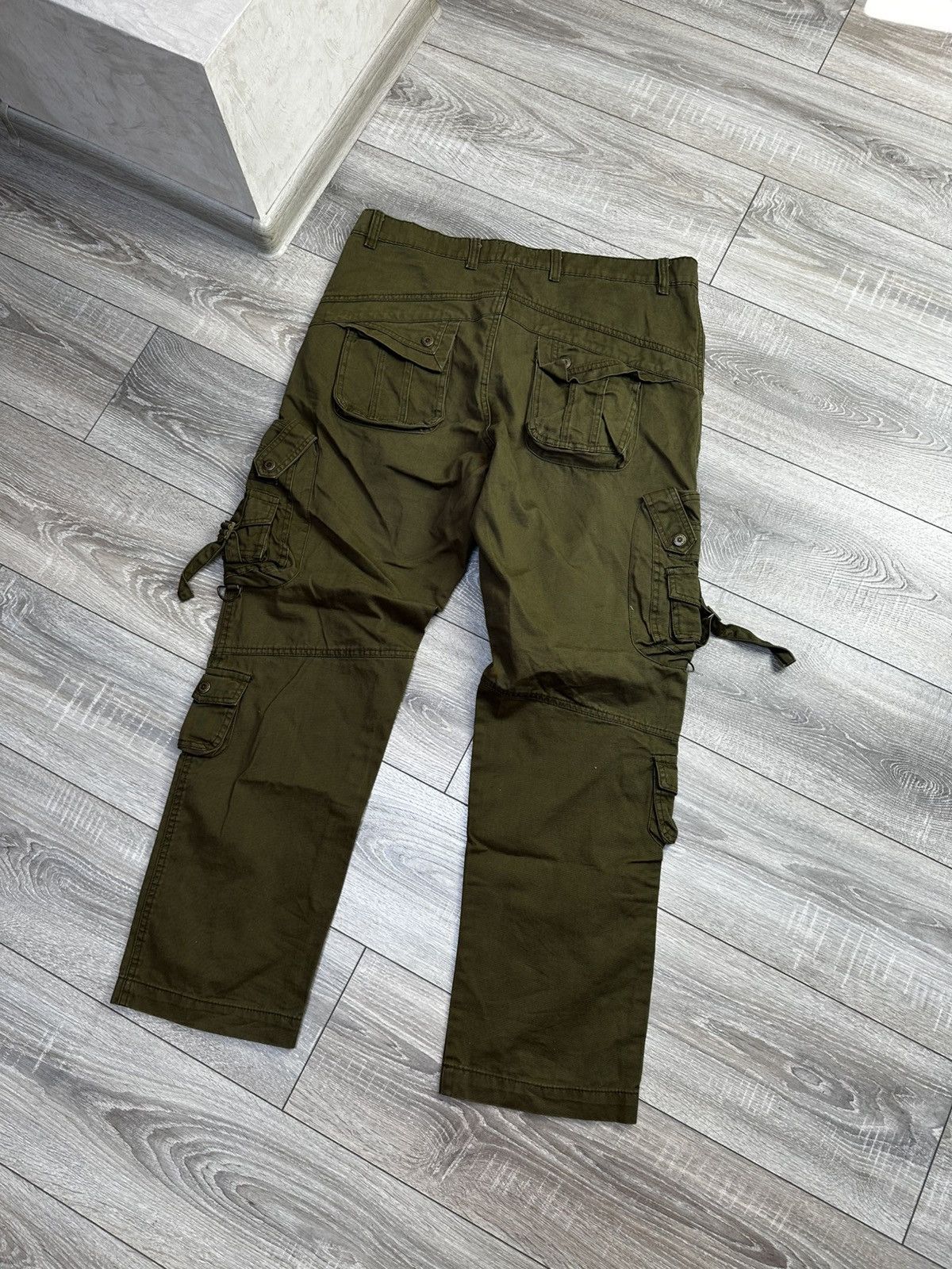 Japanese Brand Crazy 90s Grunge Military Olive Multi-Pocket Pants Size US 36 / EU 52 - 7 Thumbnail