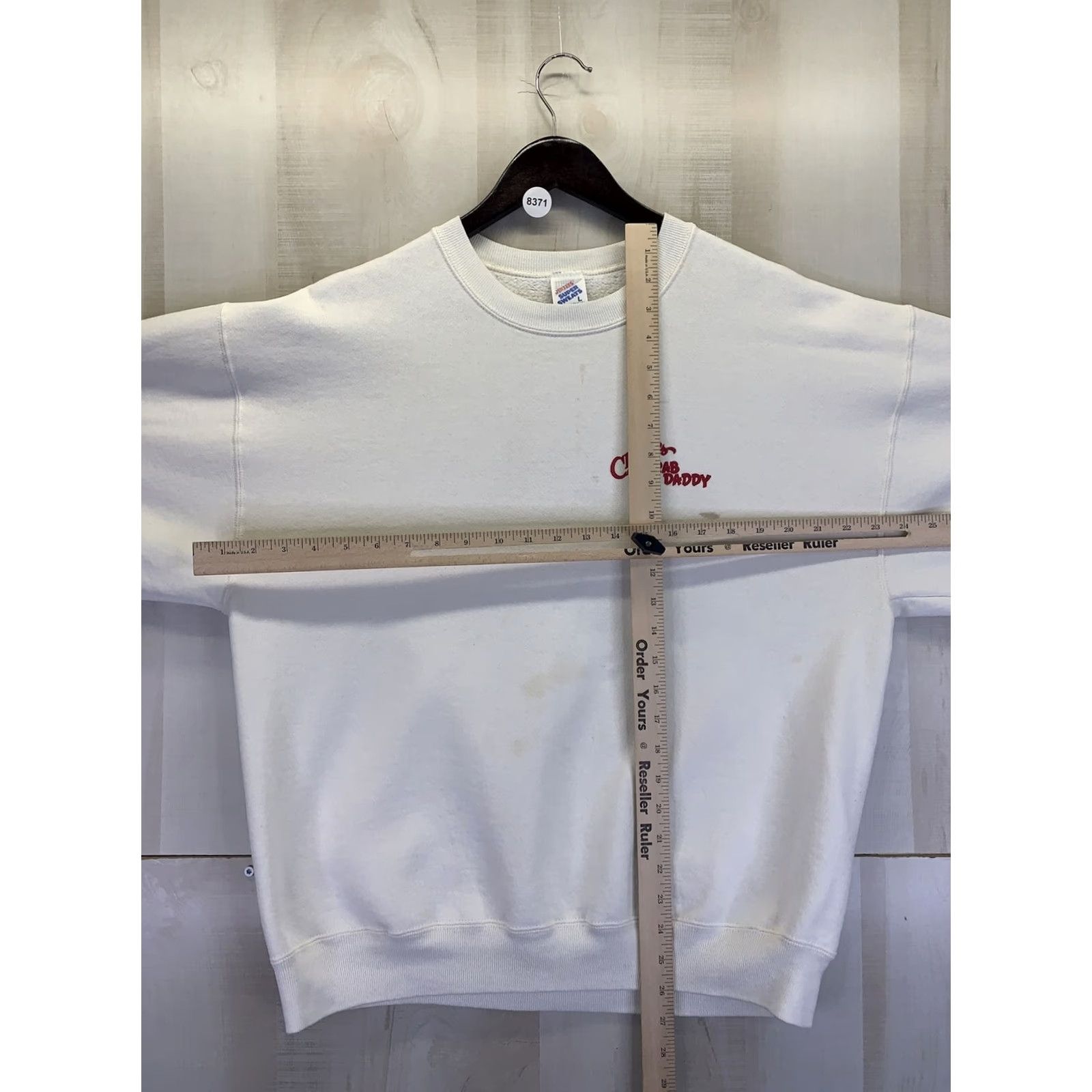 Jerzees VINTAGE Jerzees 1990s Chucks Crab Daddy Ocean City Maryland Mens Sweatshirt-L White Cotton Blend Size US L / EU 52-54 / 3 - 2 Thumbnail