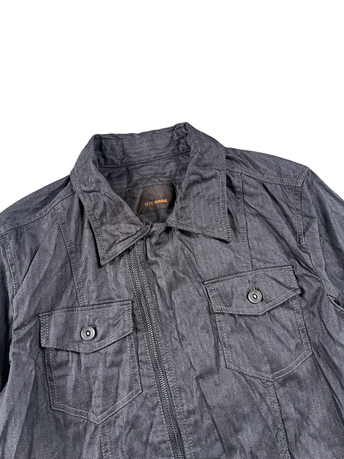 Issey Miyake 1990 Tete Homme Herringbone Twill Wrinkle Zipper Jacket Size US S / EU 44-46 / 1 - 3 Thumbnail