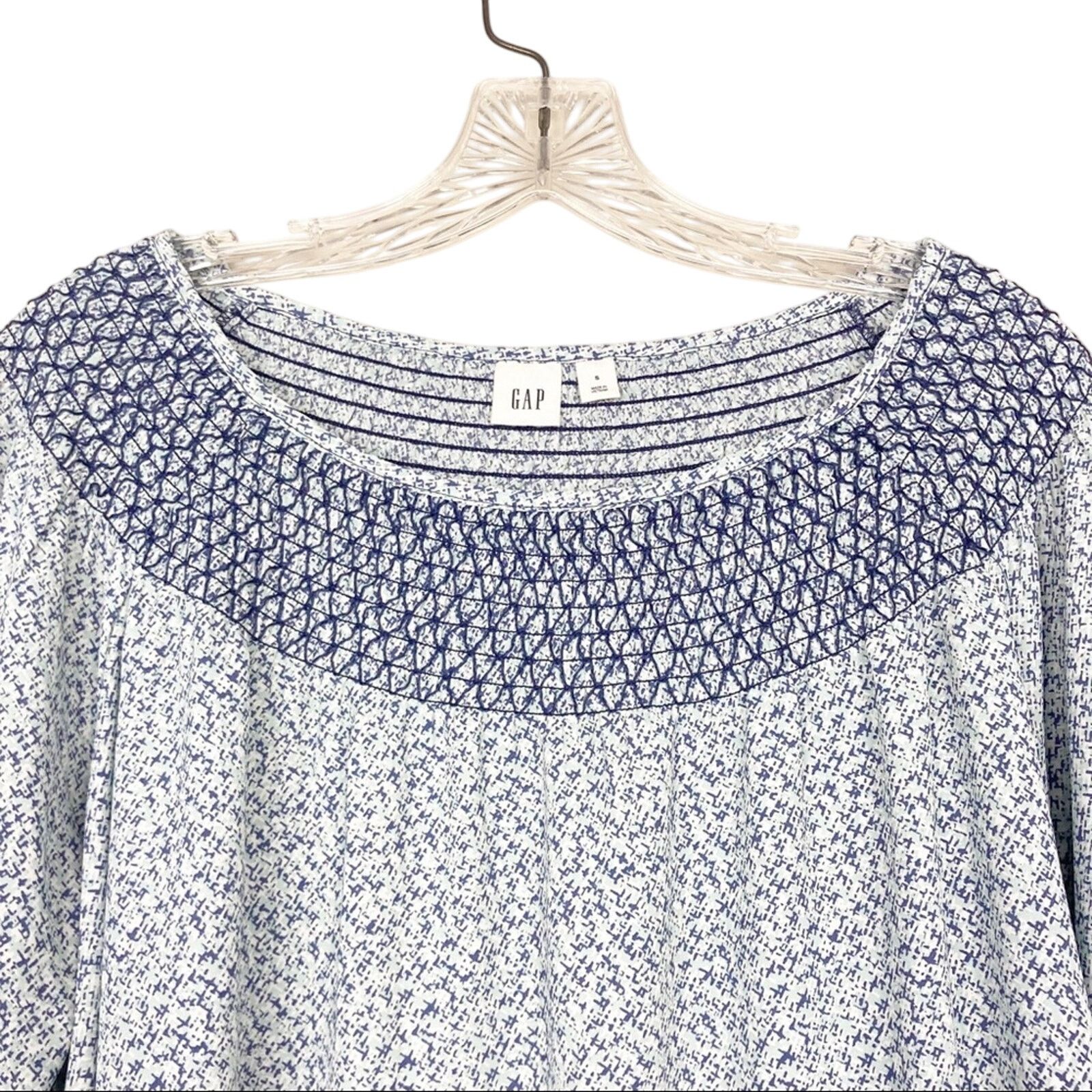 Gap Gap Blue Printed Off The Shoulder Shirt Sz S Size S / US 4 / IT 40 - 2 Thumbnail