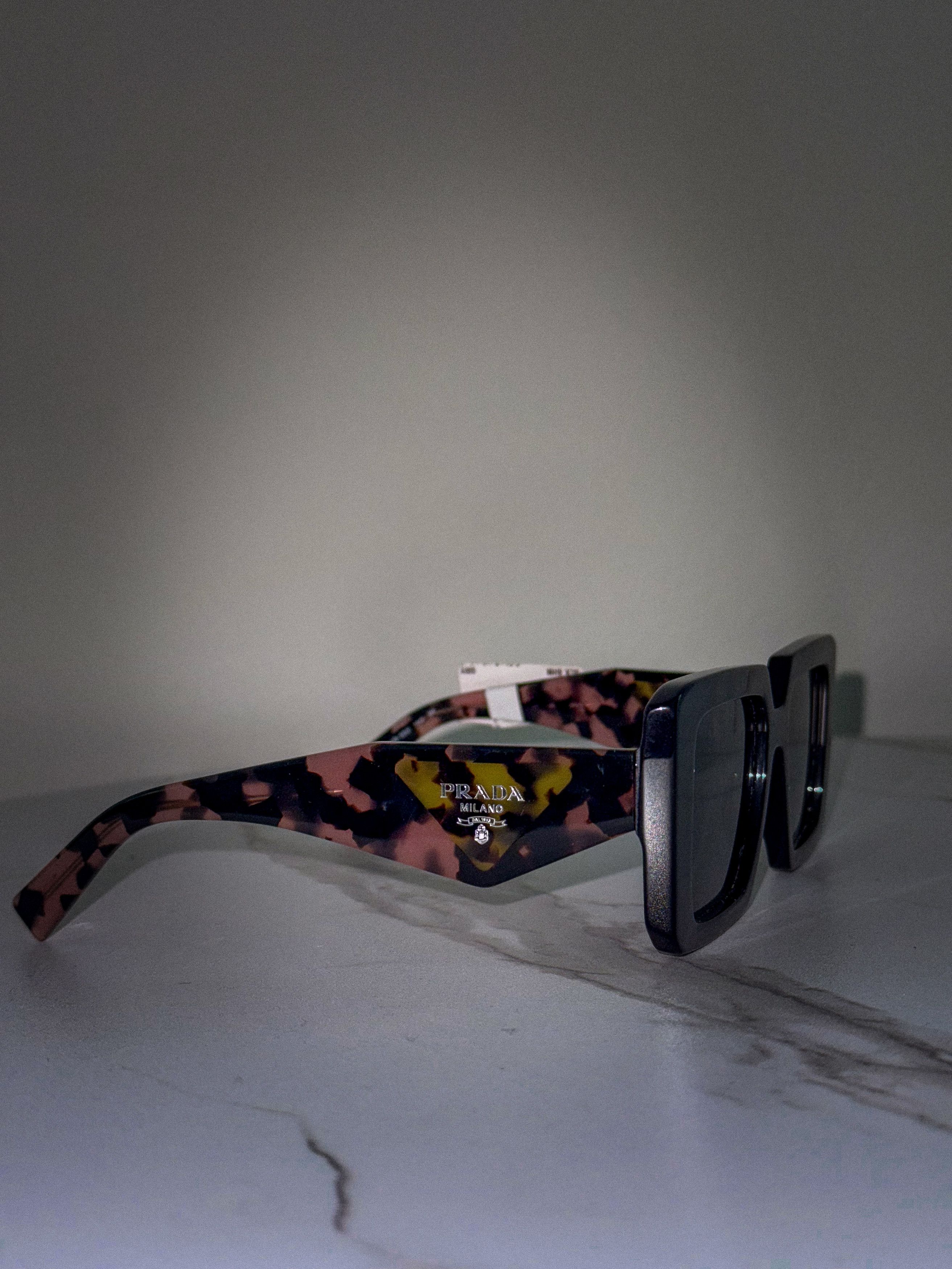 Prada Prada Sunglasses PR23YS 1AB5S0 Black Dark Gray Square NEW Size ONE SIZE - 6 Thumbnail