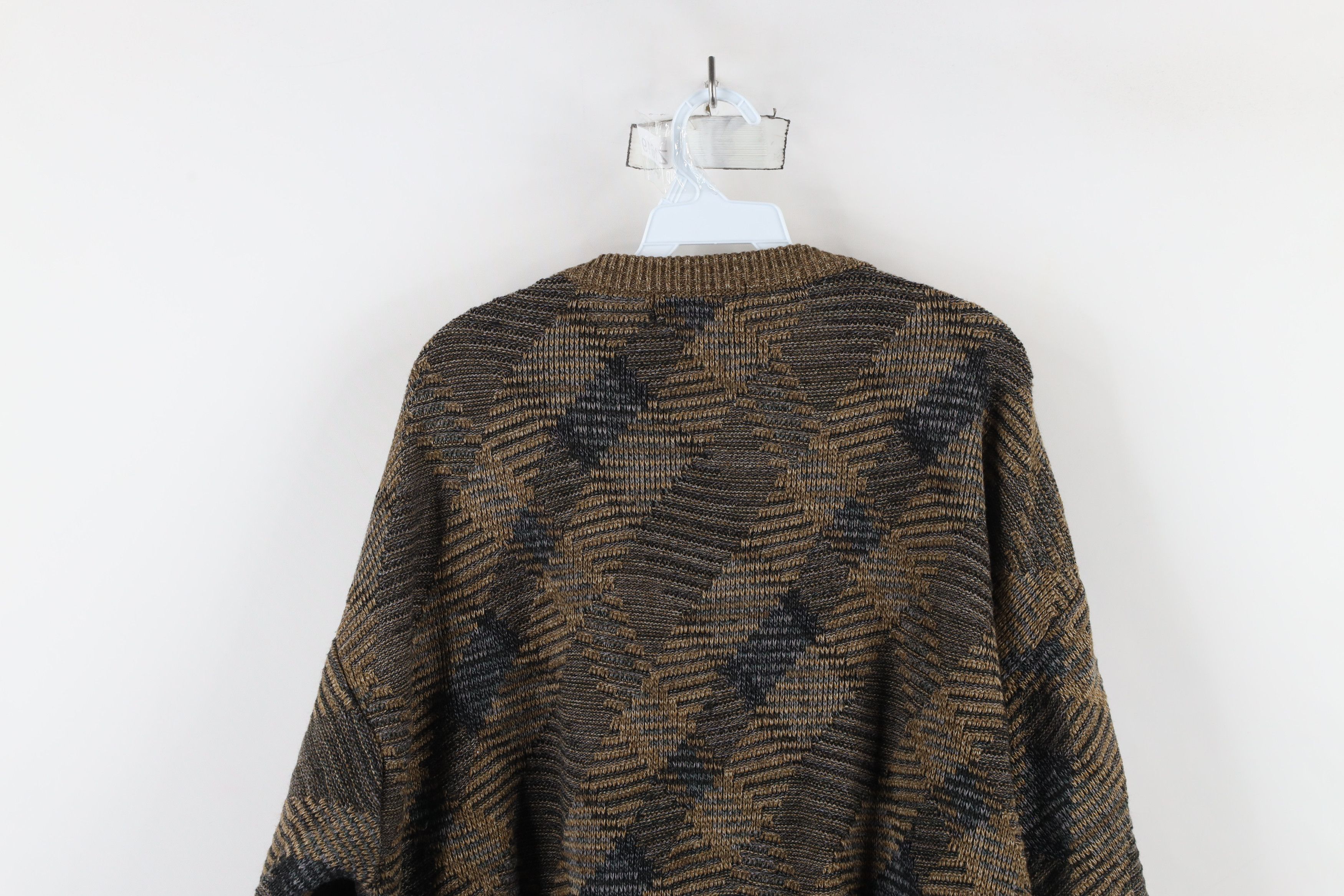 Vintage Vintage 90s Streetwear Tone Argyle Knit Crewneck Sweater Size US XXL / EU 58 / 5 - 9 Thumbnail