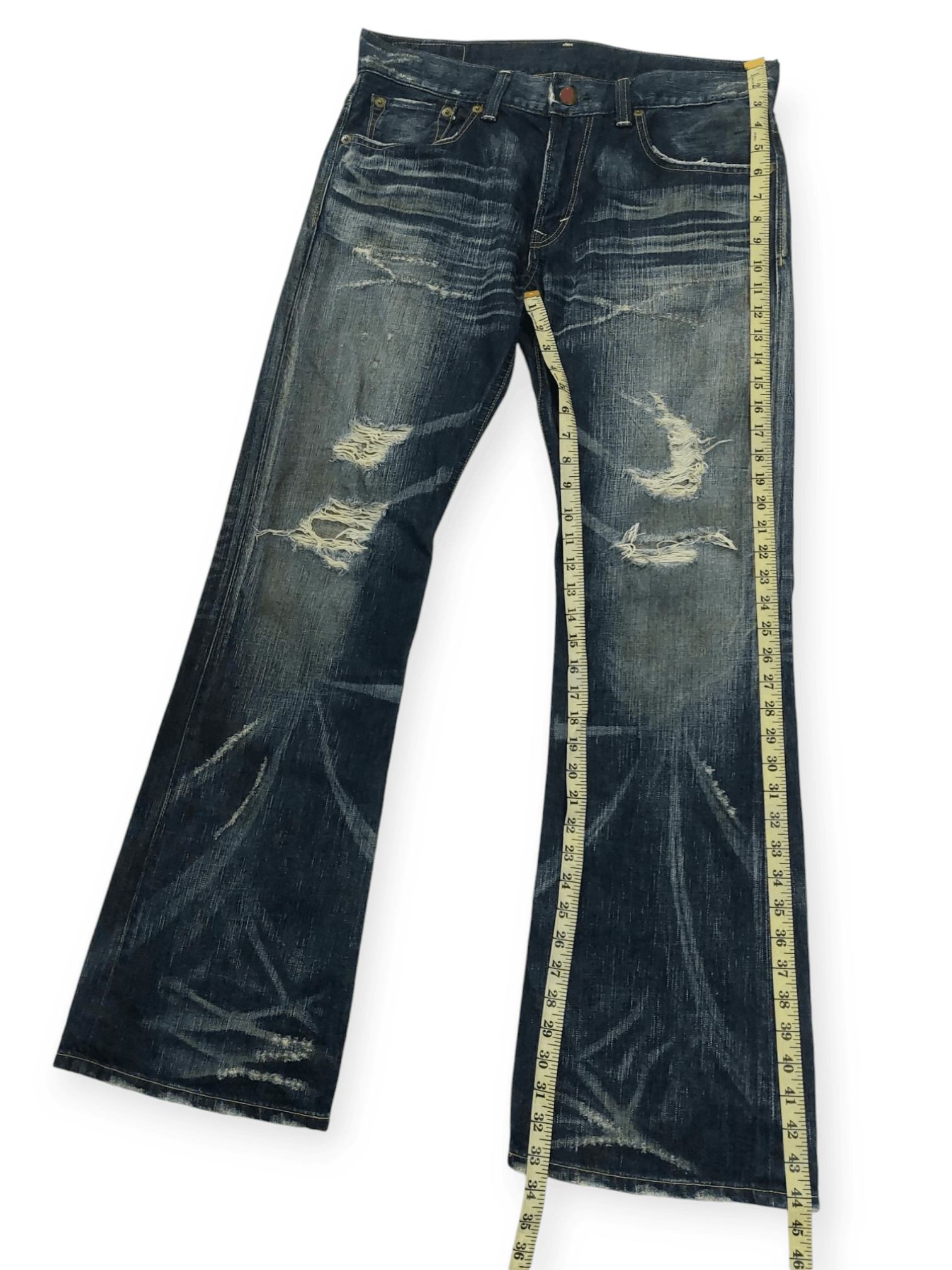 Edwin Edwin Blue Trip 503 Ripped Mudmax Flare Denim Size US 35 - 14 Thumbnail