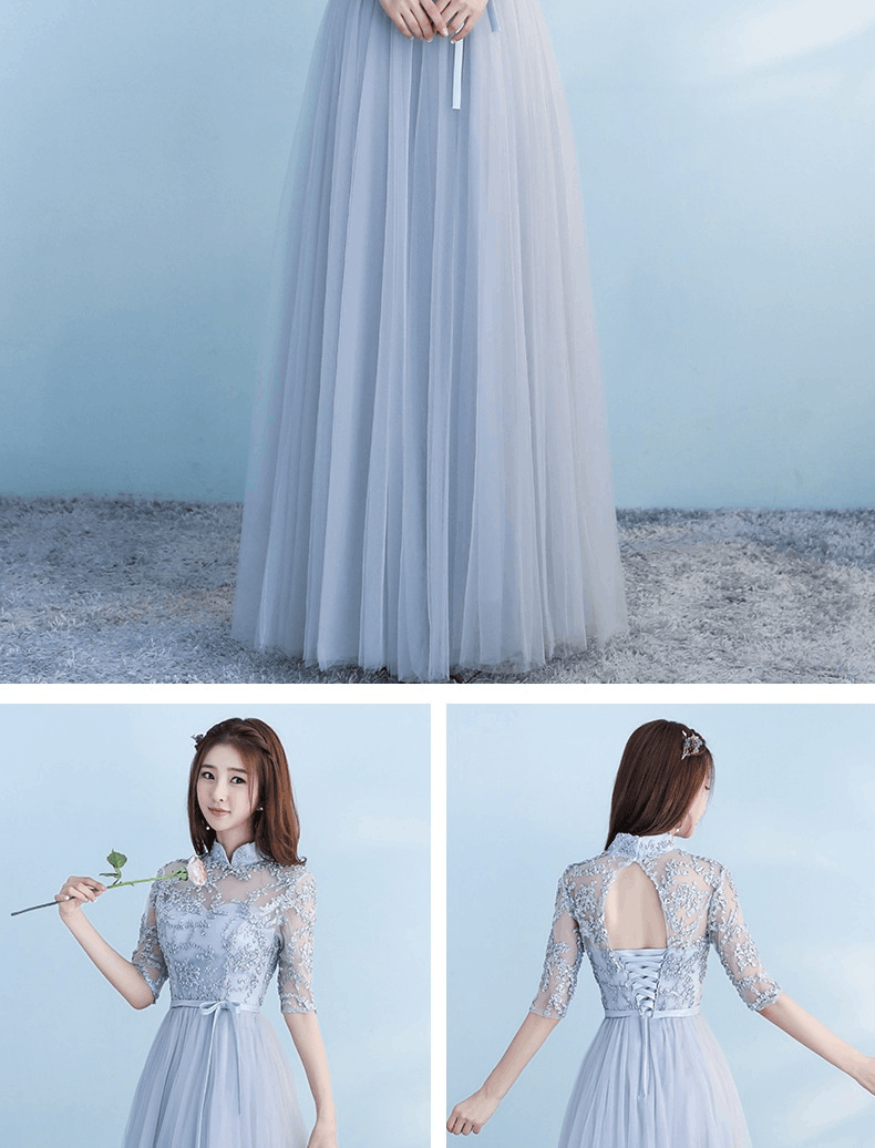 Other Long Bridesmaid Blue Wedding Dress Girlfriends Party Dress Size L / US 10 / IT 46 - 5 Thumbnail