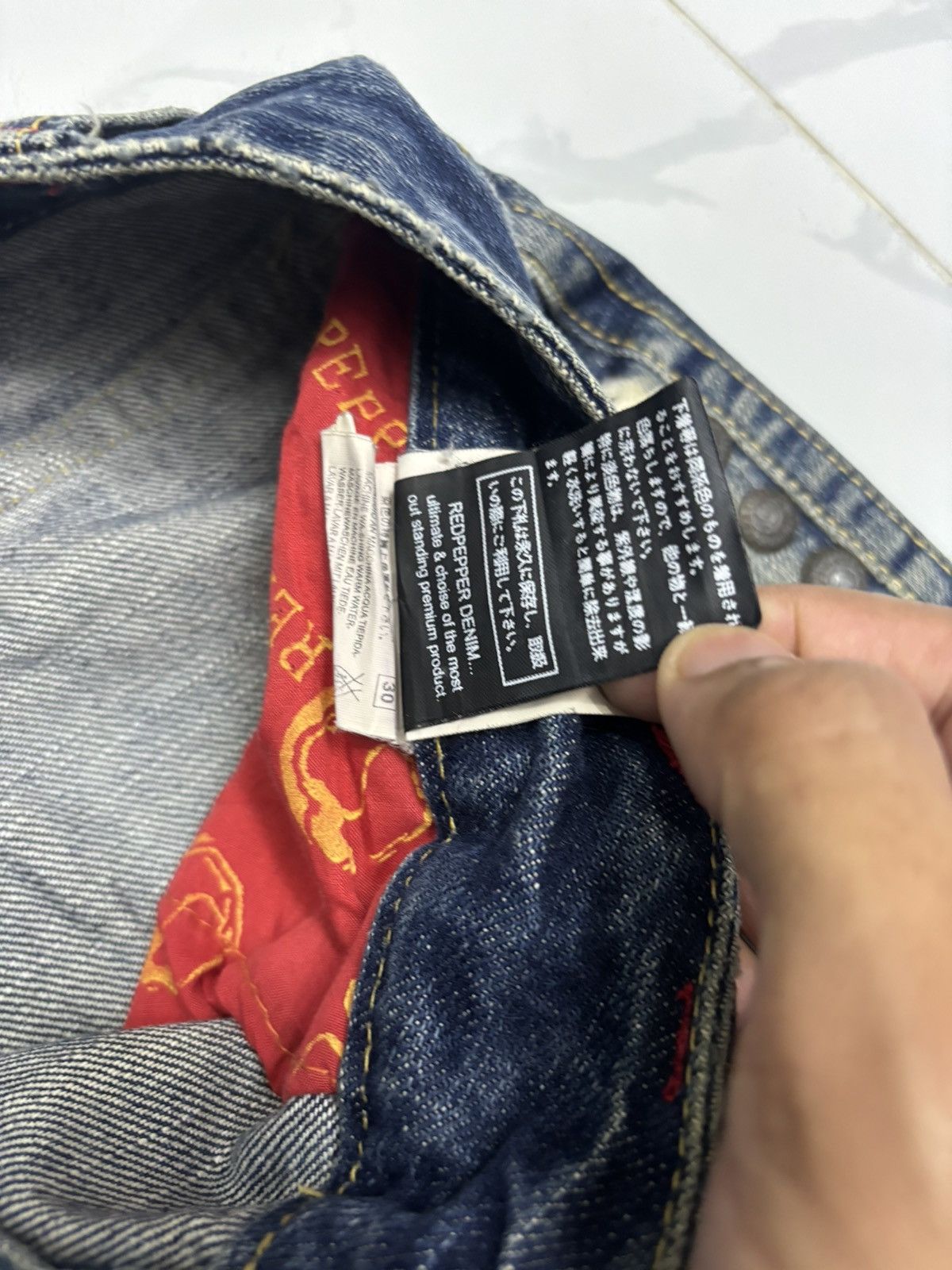 Ed Hardy × Japanese Brand RARE VINTAGE RED PEPPER BAGGY FLARE DISTRESS JEANS Size US 33 - 14 Thumbnail
