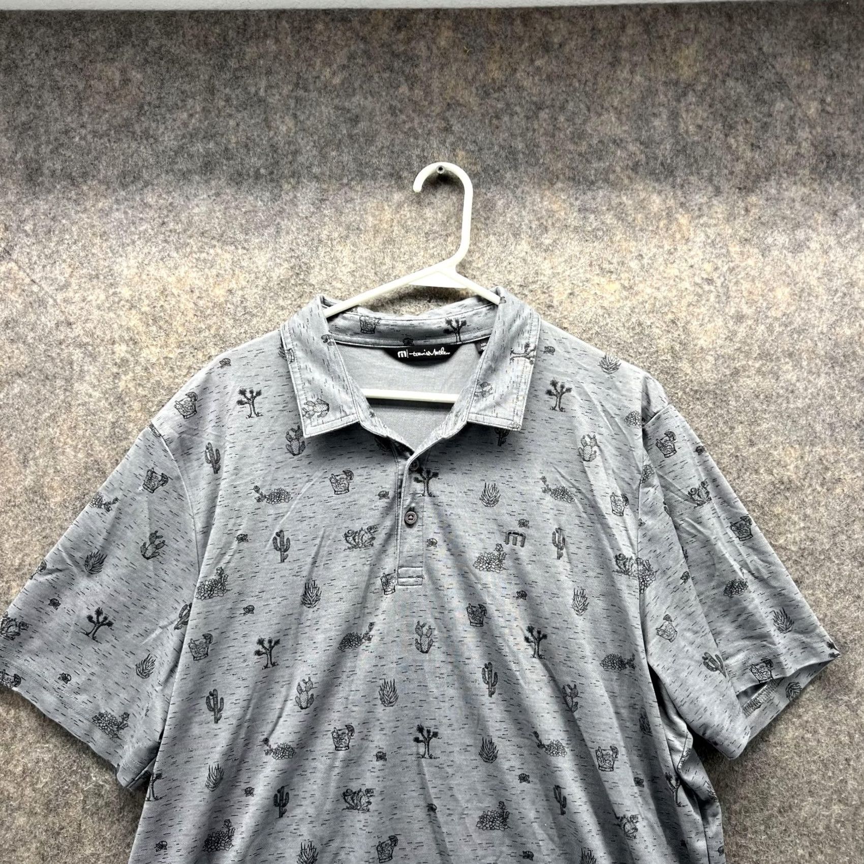 TravisMathew VINTAGE: No Travis Mathew Polo Shirt Gray Men 2XL Short Sleeve Collared All over Cactus Casual Golf Polo Shirt Size US XXL / EU 58 / 5 - 2 Thumbnail