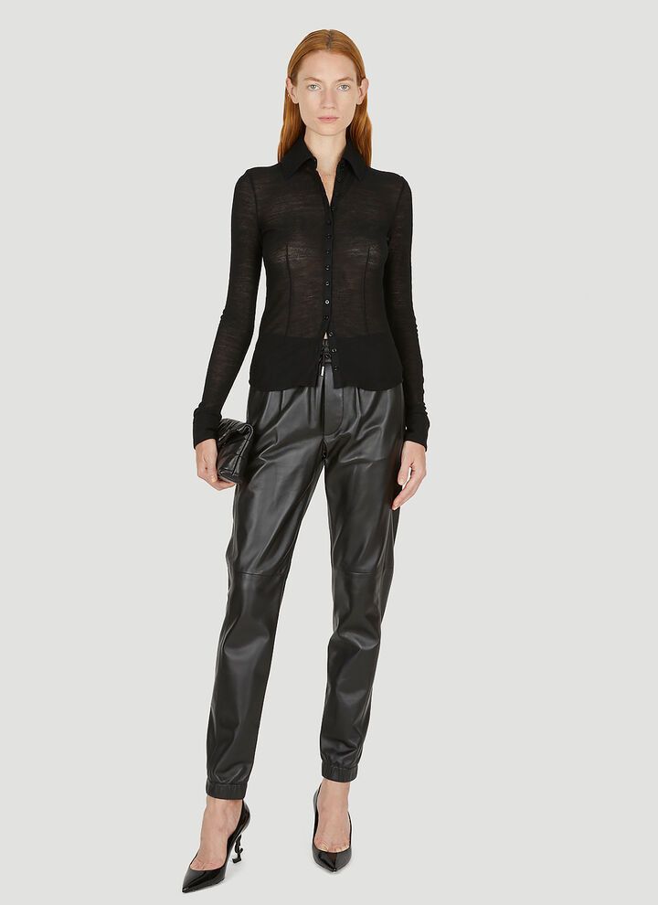 Saint Laurent Paris o1bcso1str0325 Fitted Shirt In Wool Jersey in Black Size XS / US 0-2 / IT 36-38 - 2 Thumbnail