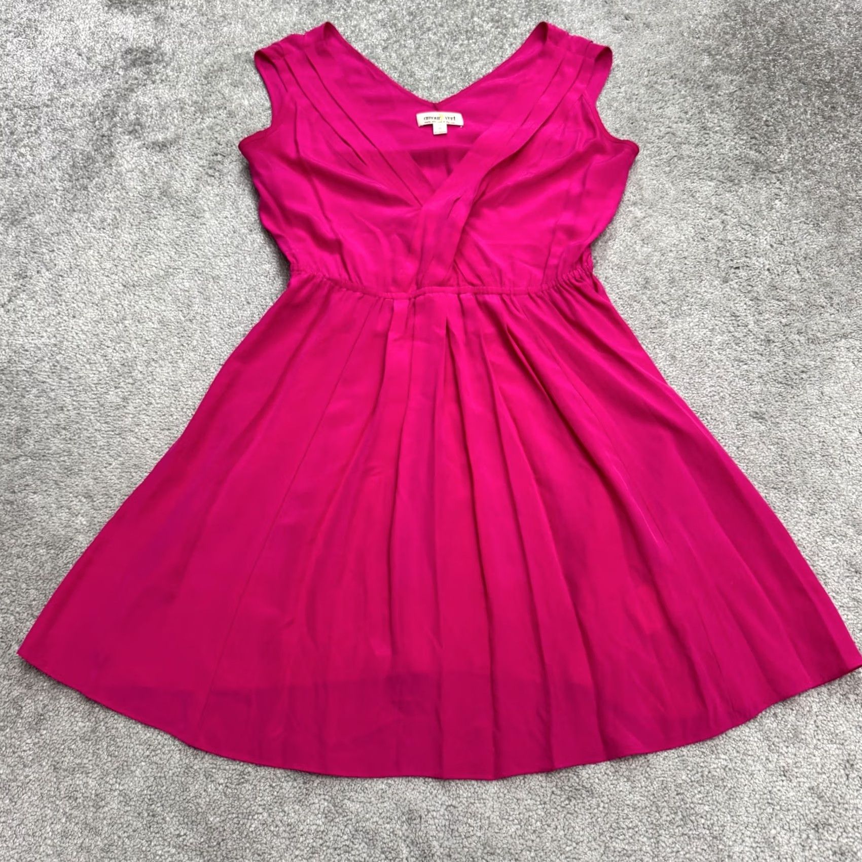 Vintage Amour Vert Silk Pleated Fit & Flare A-Line Mini Dress Womens M Pink V-Neck Sleeveless Size M / US 6-8 / IT 42-44 - 2 Thumbnail