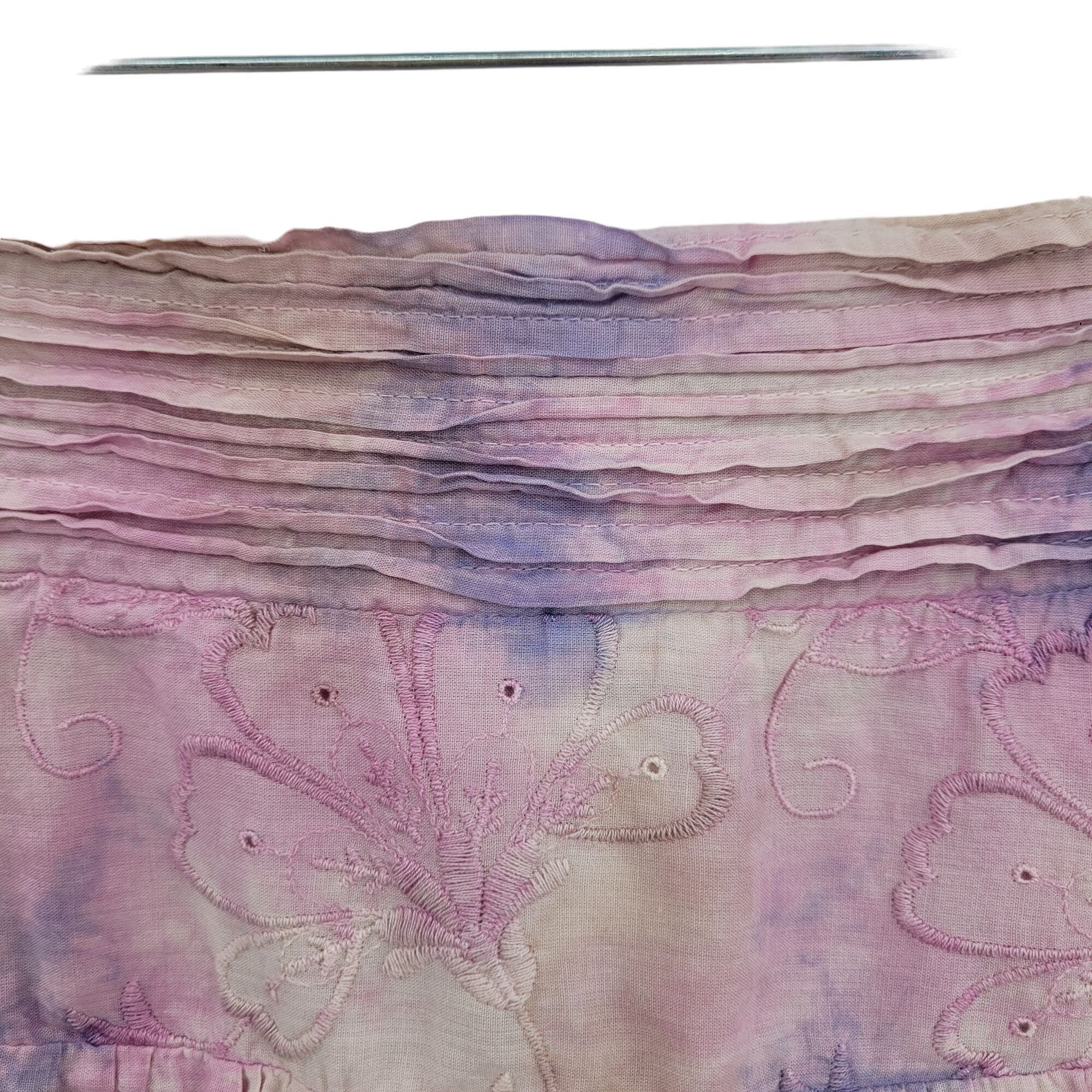Anthropologie Anthropologie Maxi Skirt S Pink Cotton Tie-Dyed Tiered Embro Size 26" / US 2 / IT 38 - 6 Thumbnail