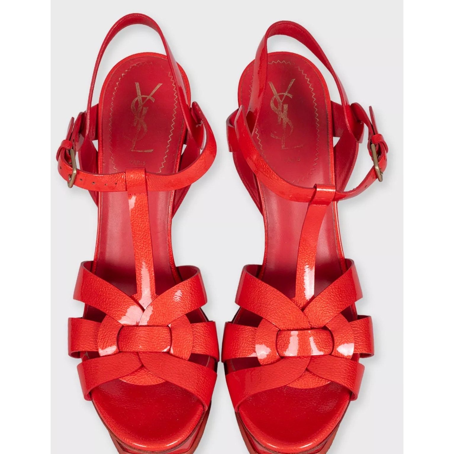 Saint Laurent Paris Saint Laurent Red Leather Tribute Sandals - Size 40 Size US 9 / IT 39 - 2 Thumbnail