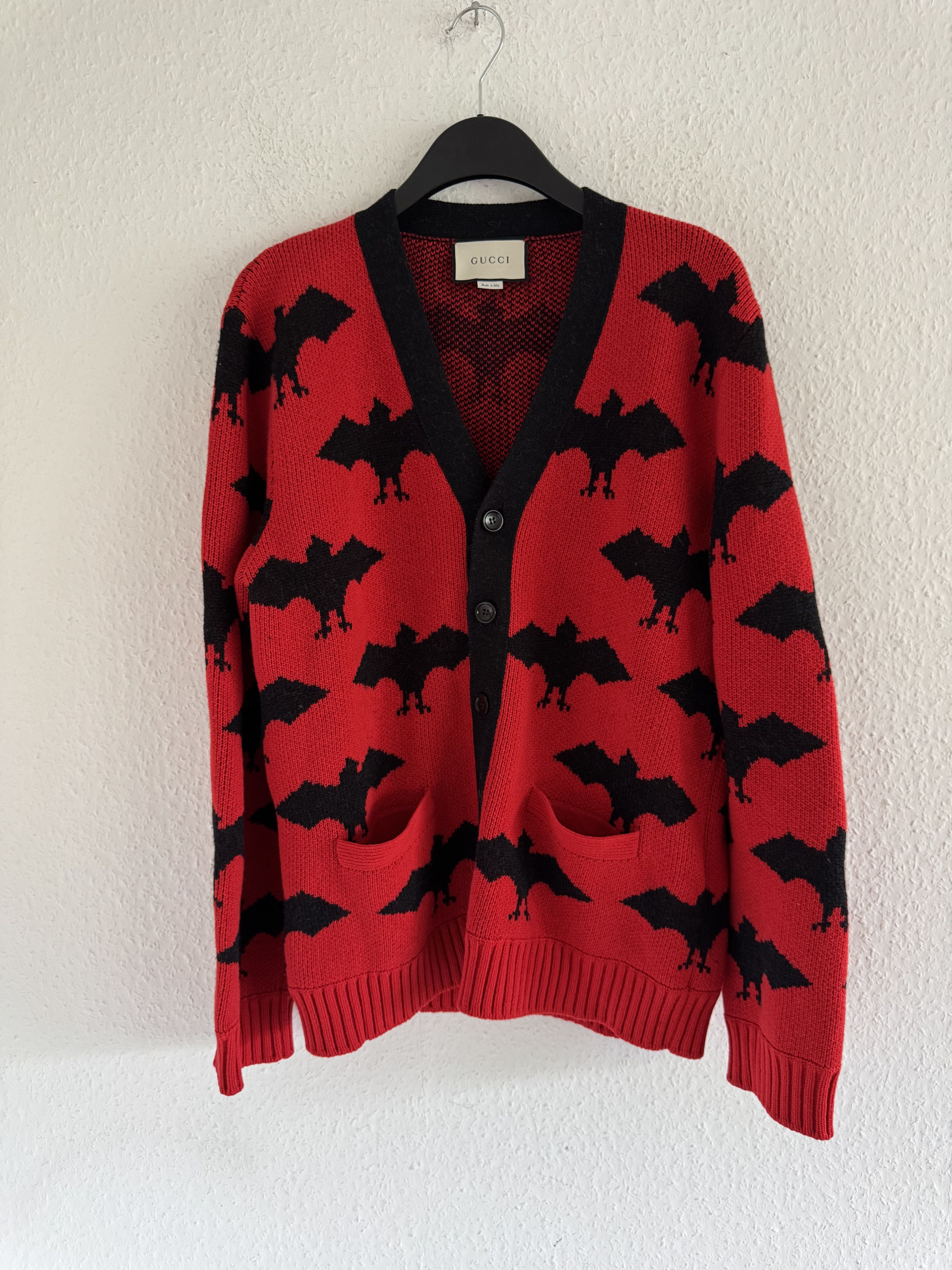 Bat Pattern Wool Cardigan