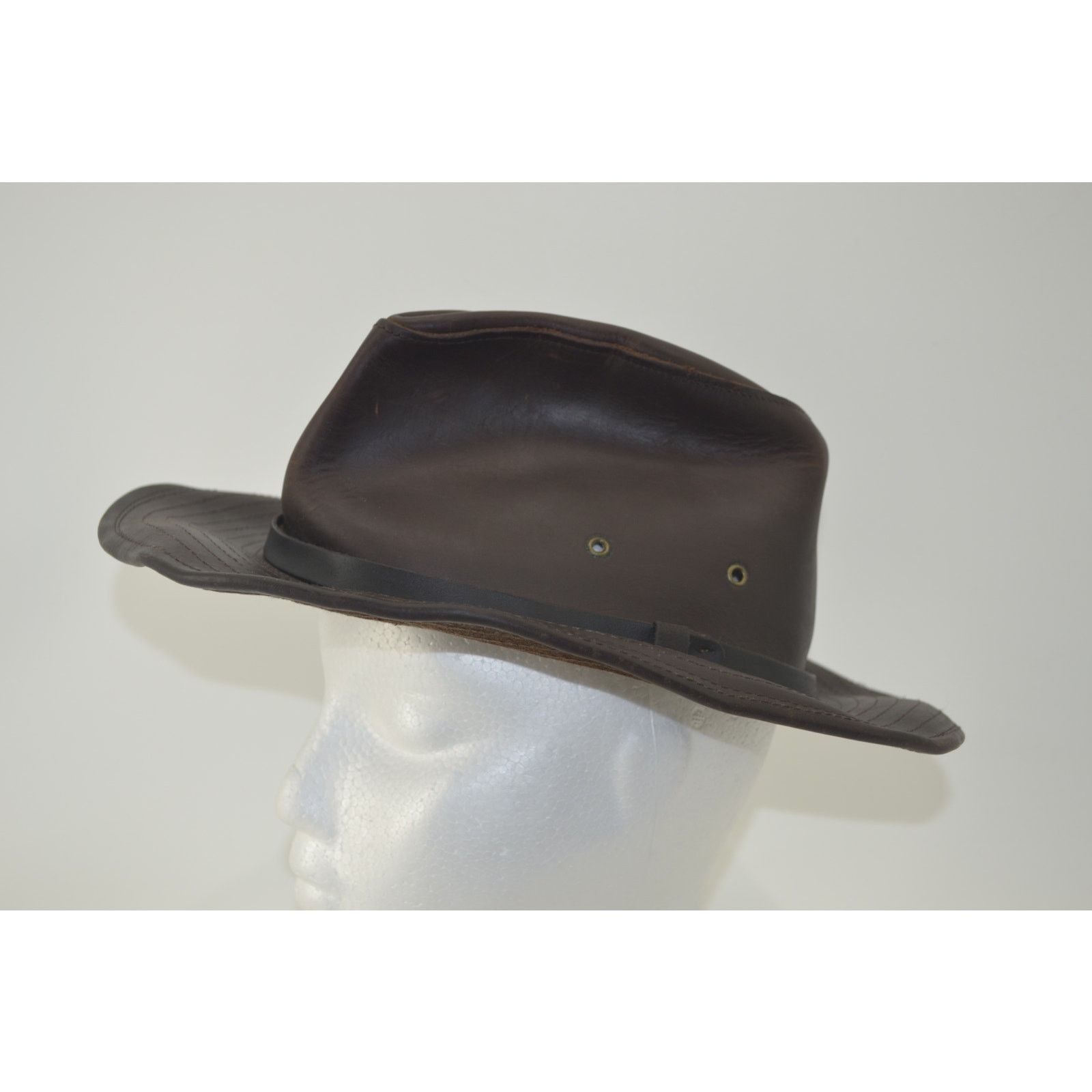 Vintage Henschel Hat Co. USA Dark Brown Oiled Leather Size M Cowboy Size ONE SIZE - 6 Thumbnail