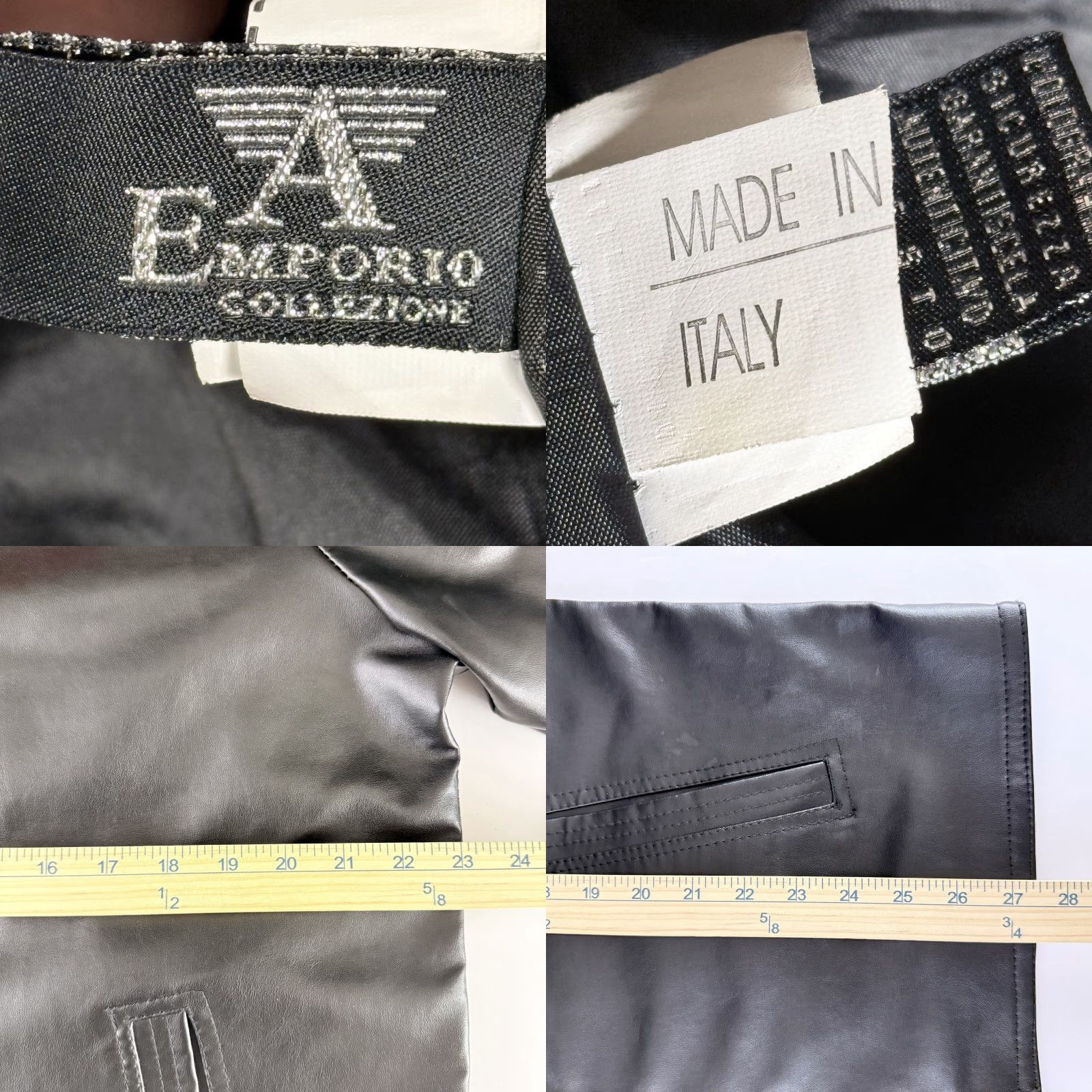 Emporio Armani VINTAGE Emporio Collezione Leather Moto Jacket Men L Black Long Sleeve Size US L / EU 52-54 / 3 - 8 Thumbnail