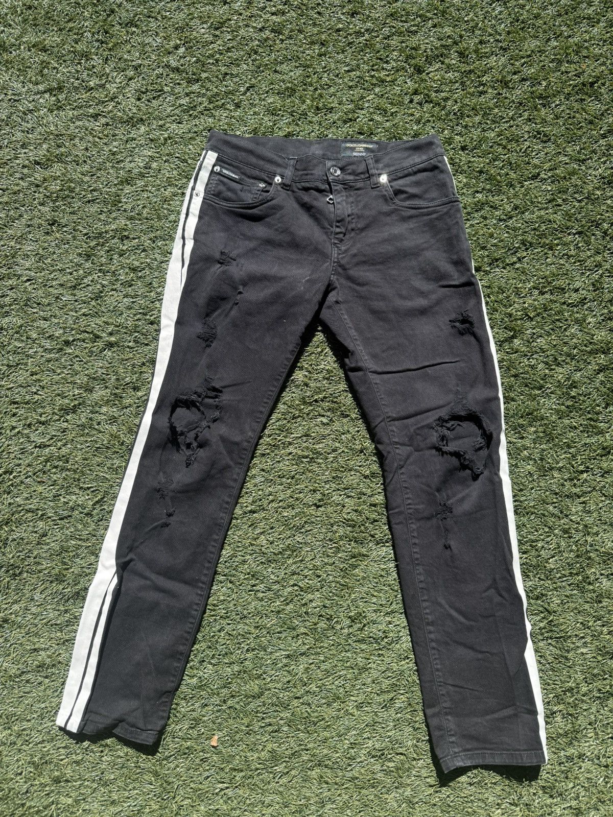 Dolce & Gabbana Dolce & Gabbana Side Stripe Black Jeans Size US 30 / EU 46 - 2 Thumbnail